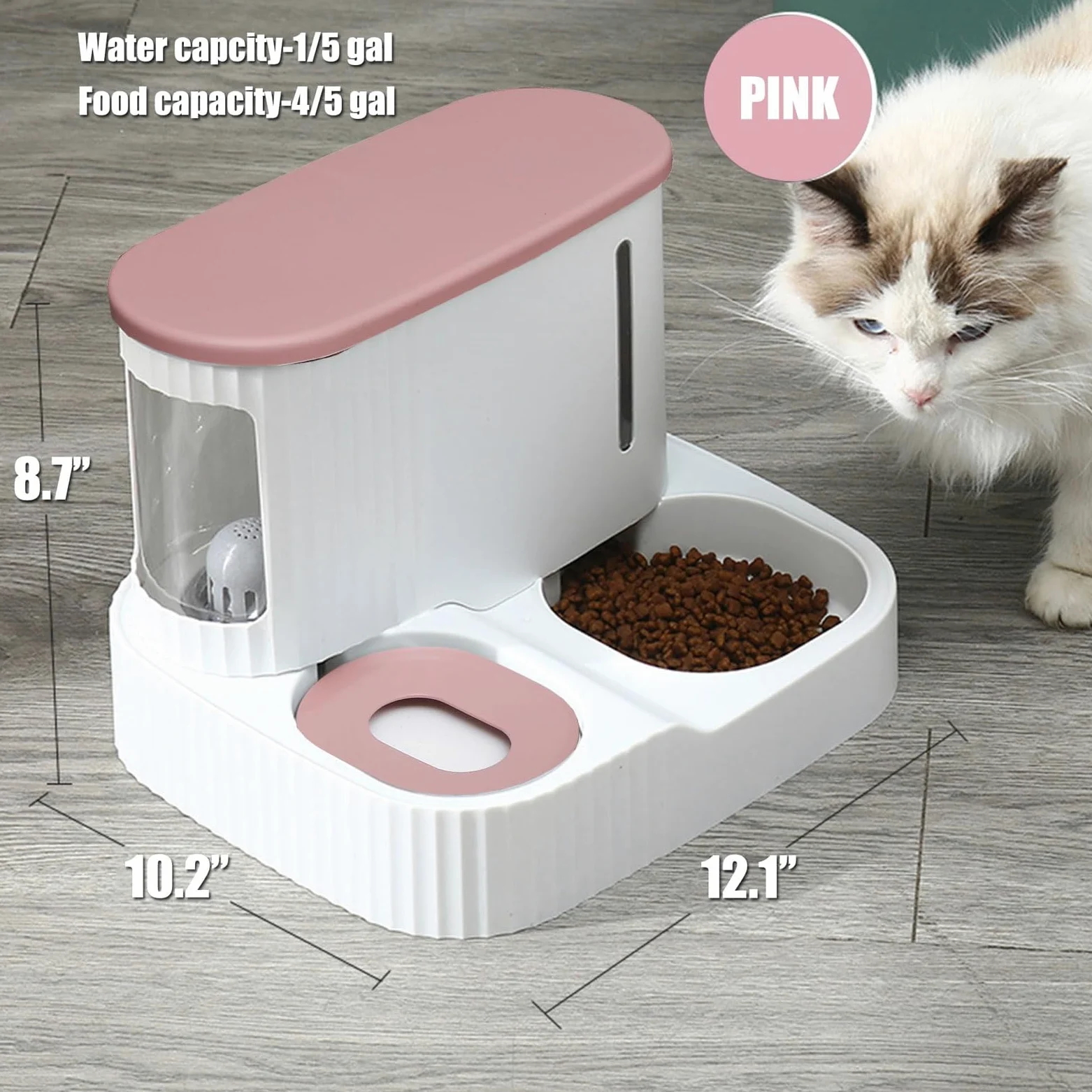 Comedero automático for Perros y Gatos, Juego de alimentación Agua for Interiores, Color Rosa