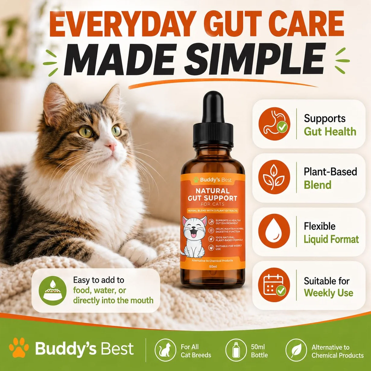 BUDDY'S BEST Desparasitante Natural para Gatos