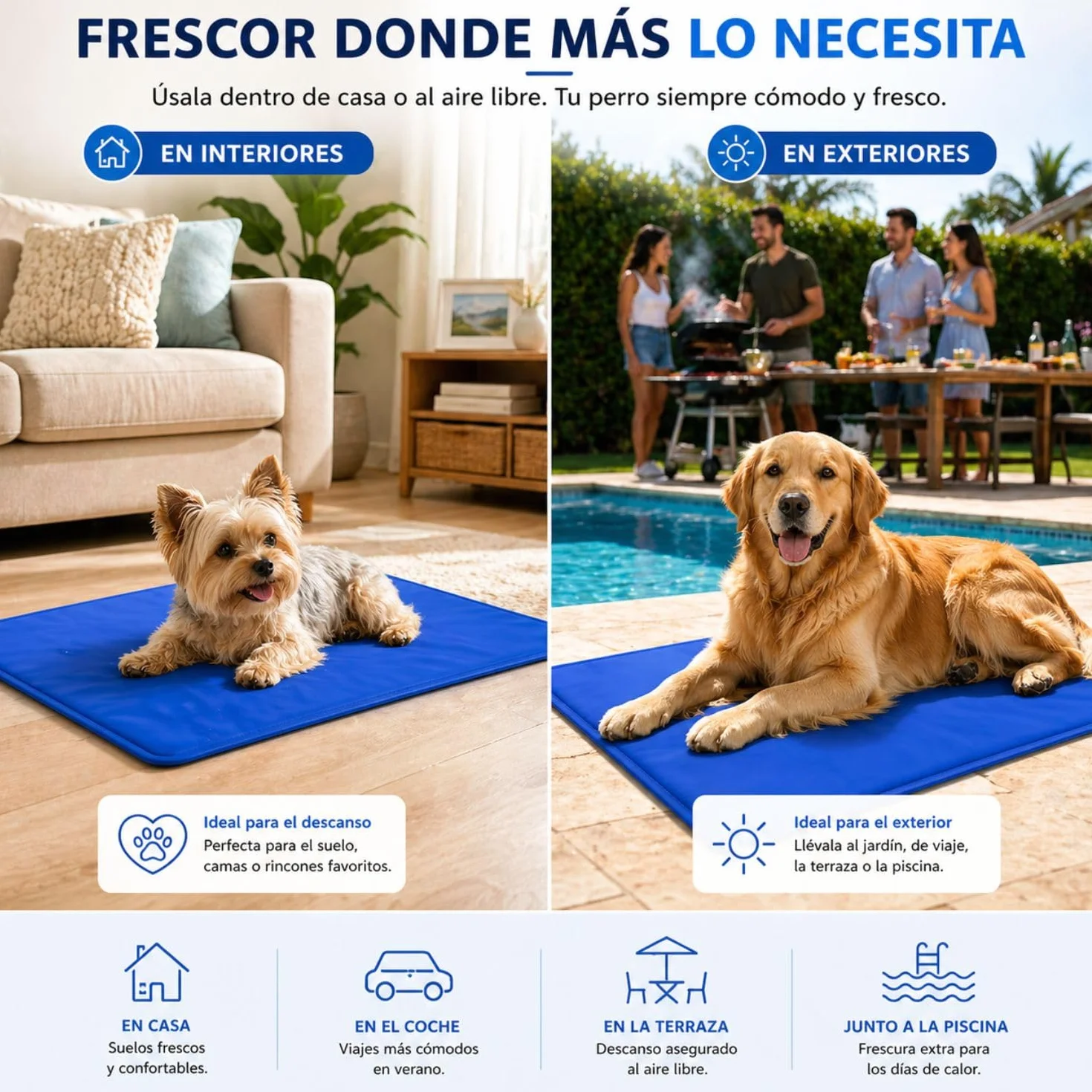 Cama Perro Verano 90 x 50 cm – Manta refrescante para Perros Colchoneta Cama Refrescante Perro Alfombra Refrescante Perro Cama Fria para Perros Manta Fria Perros y Gatos Alfombra Refrescante Mascotas