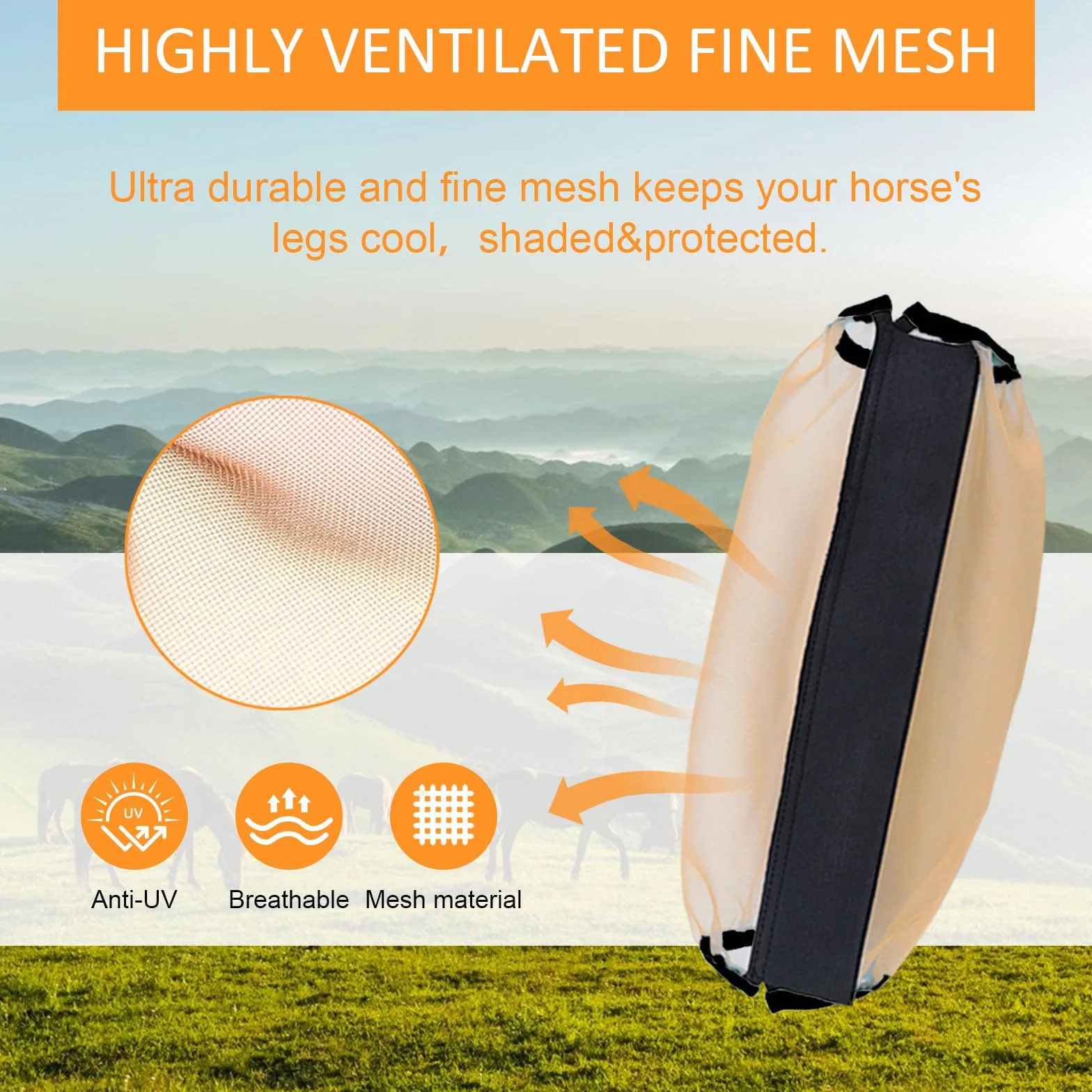Fundas antimosquitos para patas de caballo, talla universal, malla fina transpirable
