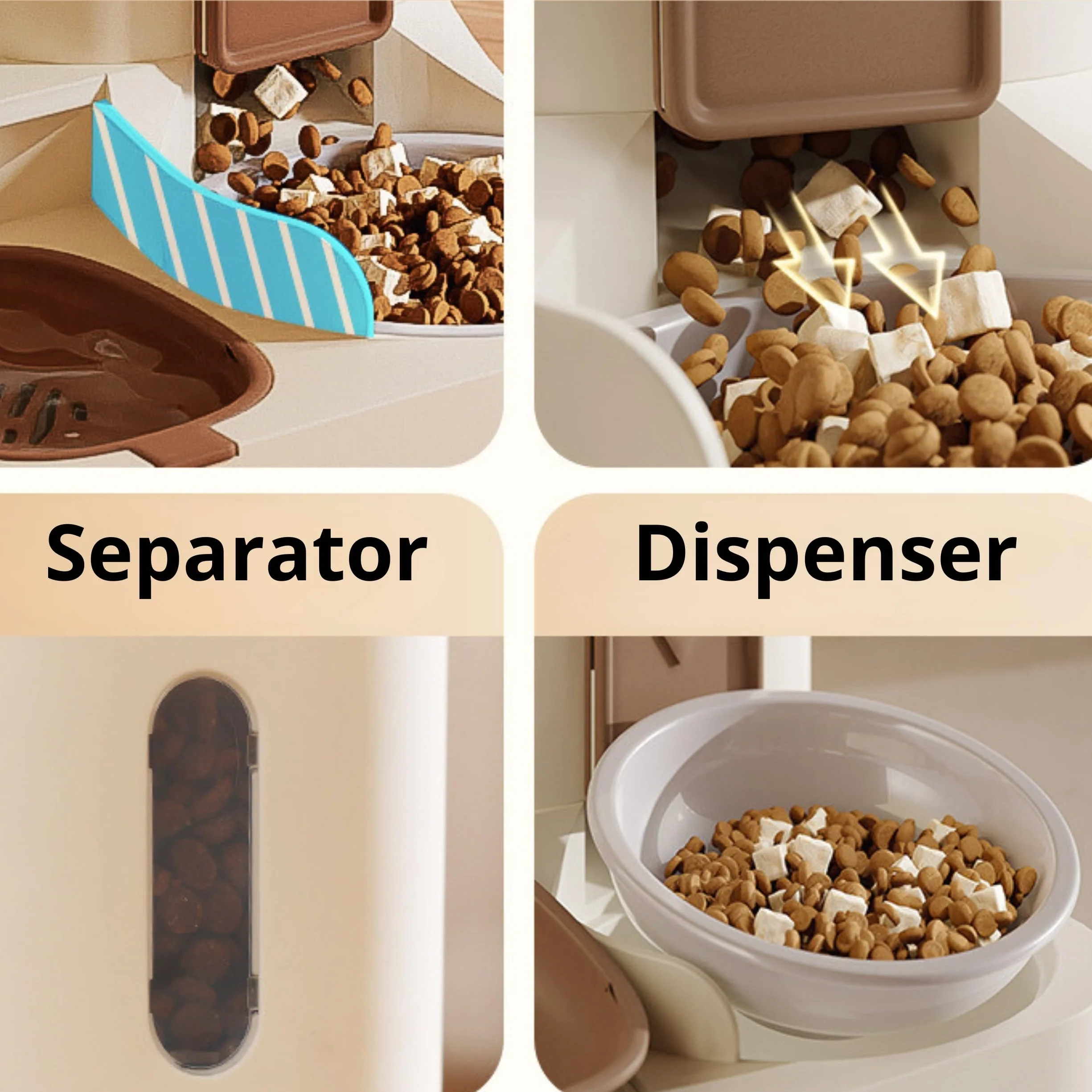 Comedero y Bebedero Gatos, Dispensador Comida y Agua Gatos y Perros Pequeños, Cuenco Acero Inoxidable, Agua 1.3L Comida 2.3L, Alimentador Mascotas 2 en 1
