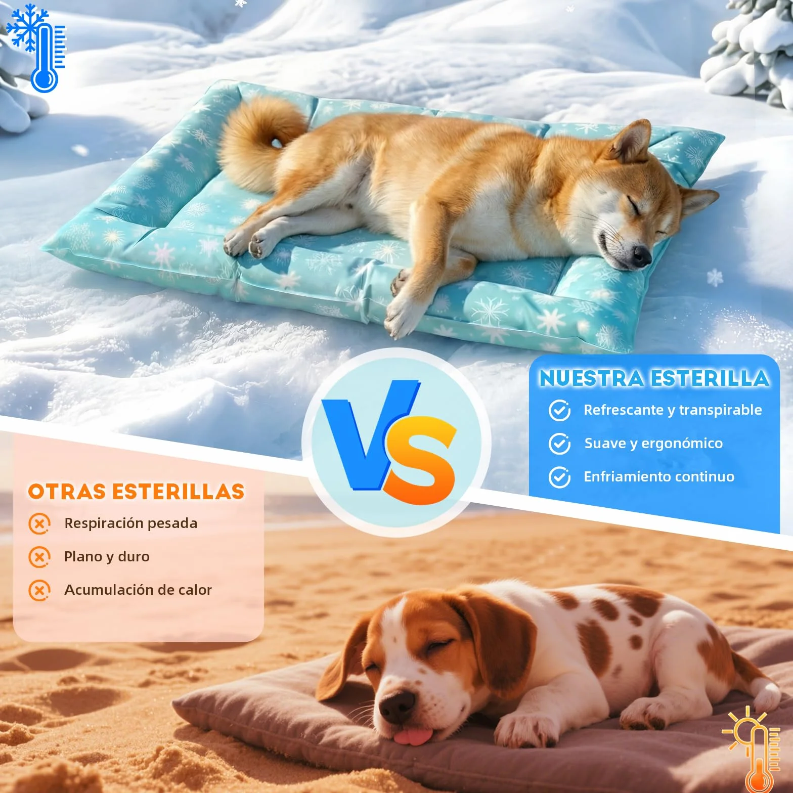 Pawtasy Alfombrilla Refrescante para Perros y Gatos Manta refrescante Perro Cama refrigerante Alfombra colchoneta Fria de Verano Fresca para Mascotas pequeños S 56 x 66 cm