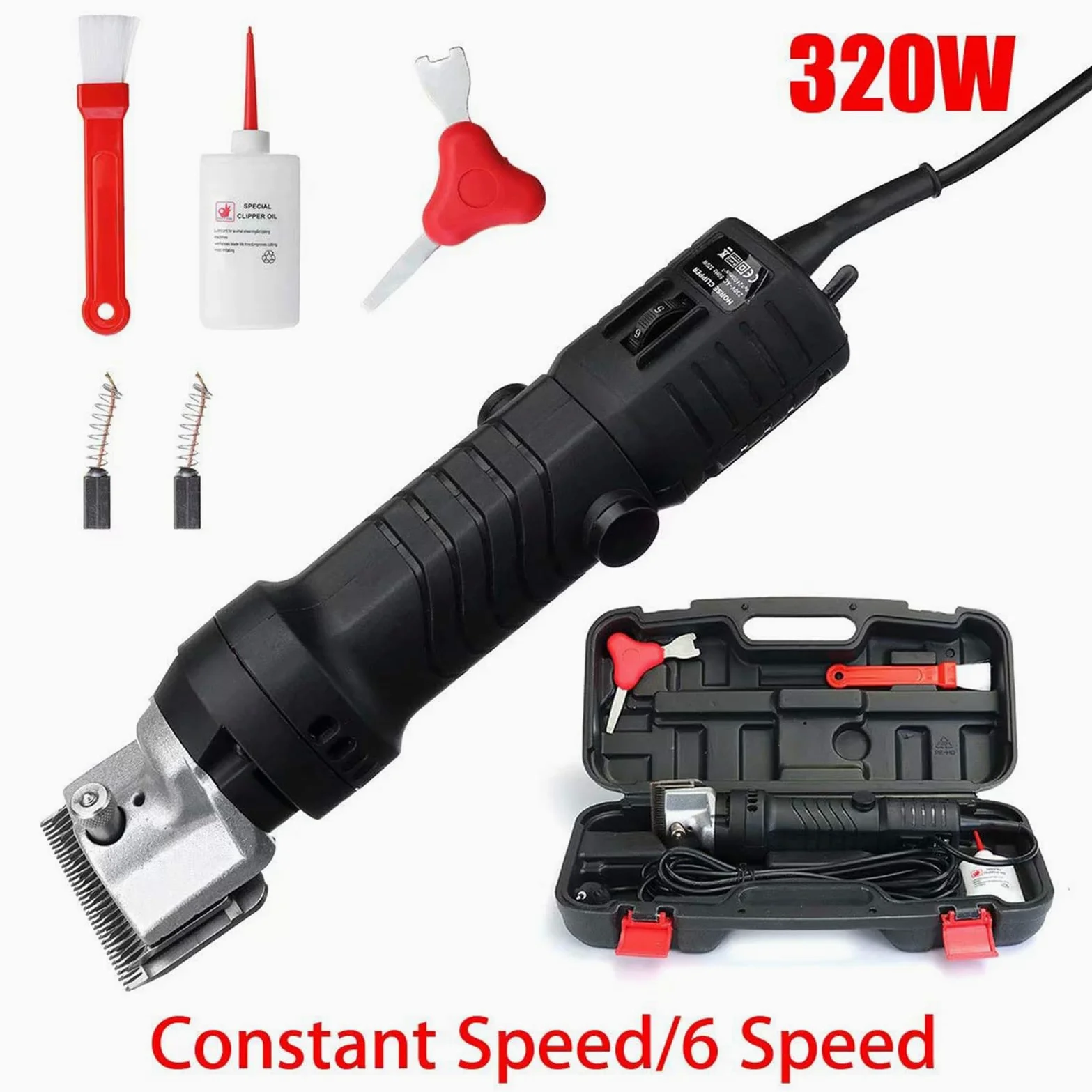Cortadora Eléctrica para Caballos 690W Cortadora Profesional para Caballos con Ajuste de 6 Velocidades Ancho de Cuchilla 75 mm 2400 rpm Esquiladora Eléctrica para Ganado para Llamas Vacas Red