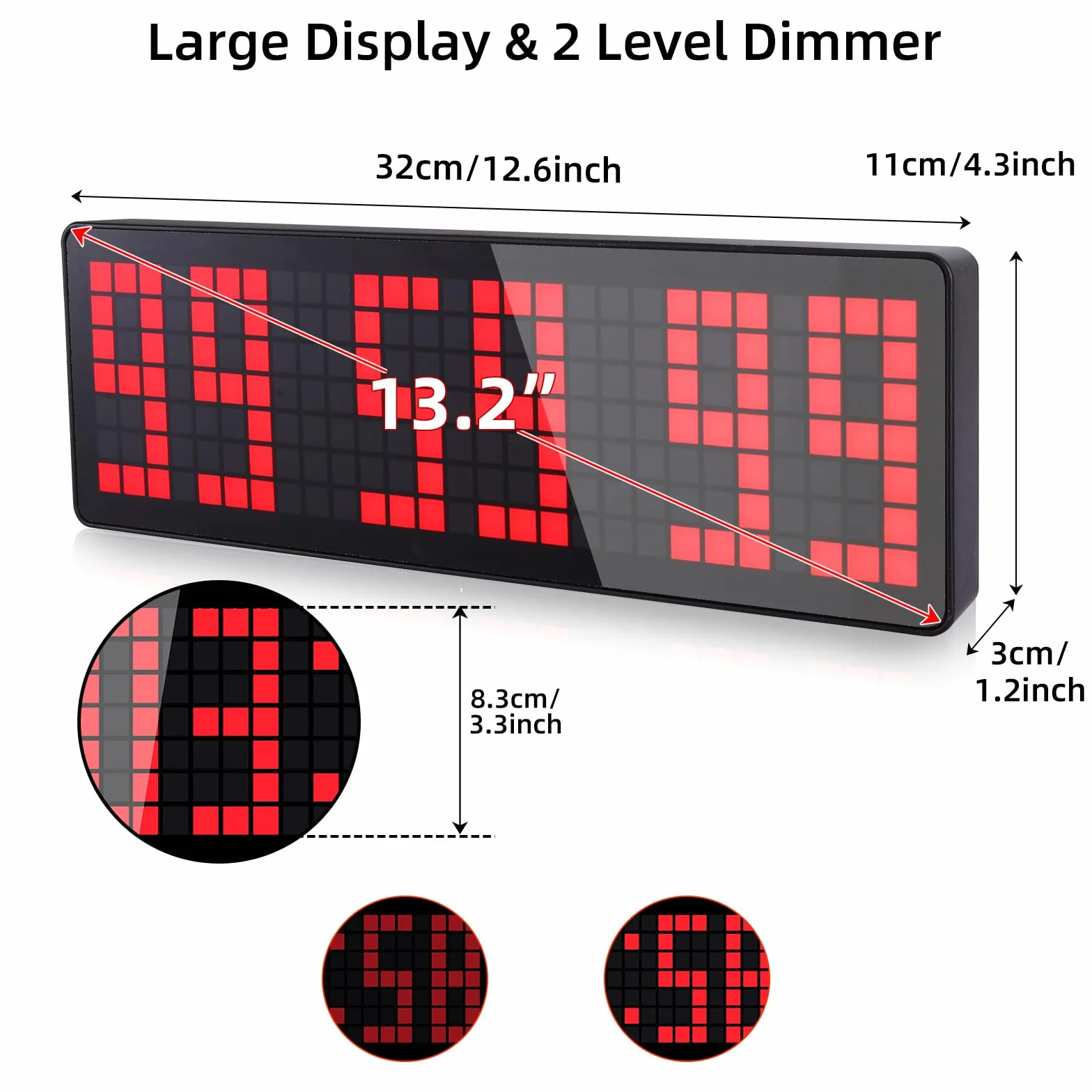 Temporizador de Gimnasio LED 13.2" Grande Reloj de Pared Digital con Cuenta Atrás/Cronómetro y Control Remoto