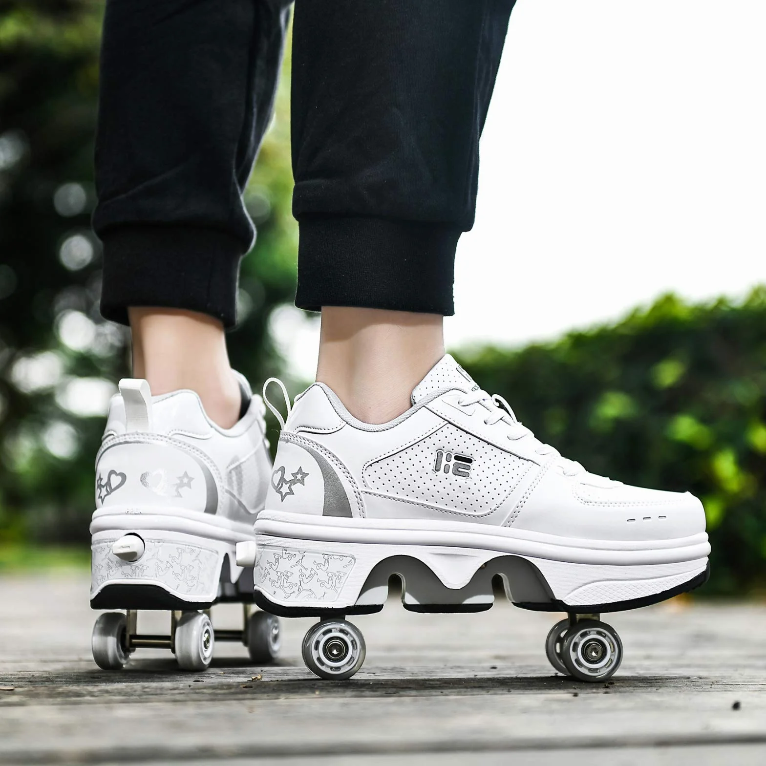 Zapatos con Ruedas para Niños y Niñas Deformación Automática Calzado de Skateboarding EU36