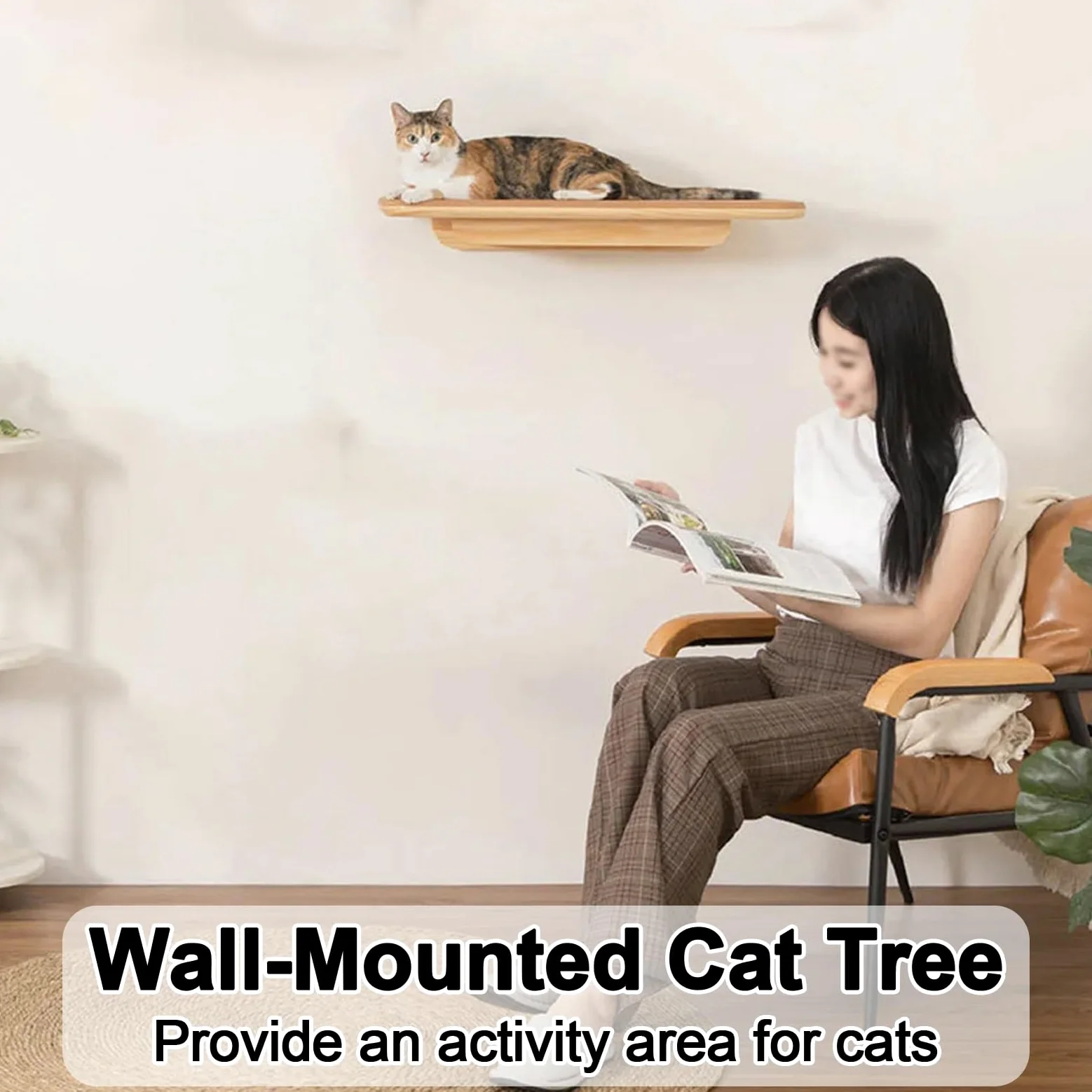 Estantes de Pared para Gatos, Percha de Pared de Madera de Pino de 65 cm, con Capacidad de Peso de 20 Kg para Dormir Y Jugar