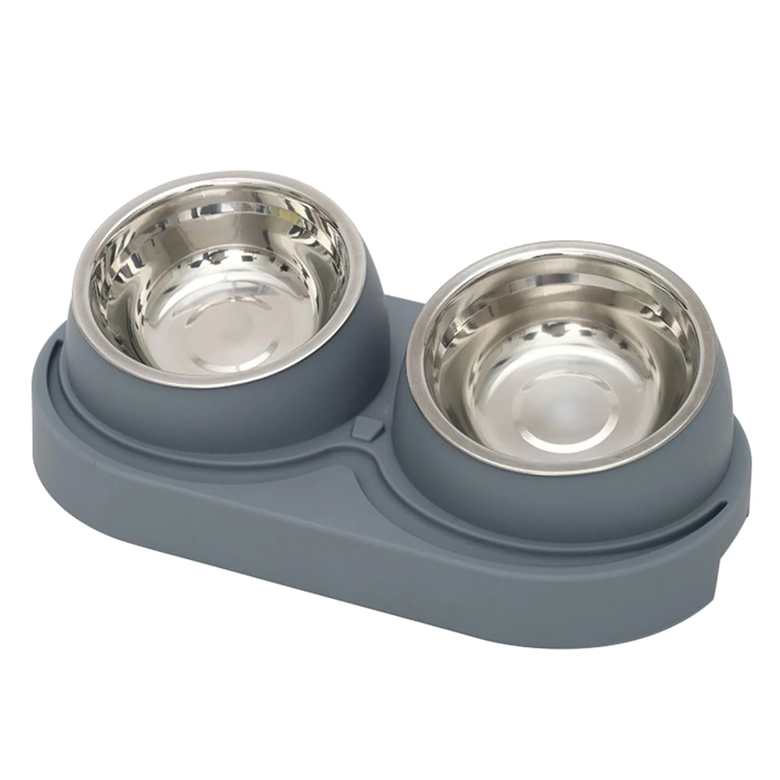 Cuencos Dobles de Acero Inoxidable Antideslizantes for Perros y Gatos, comederos Agua for Cachorros, Color Gris