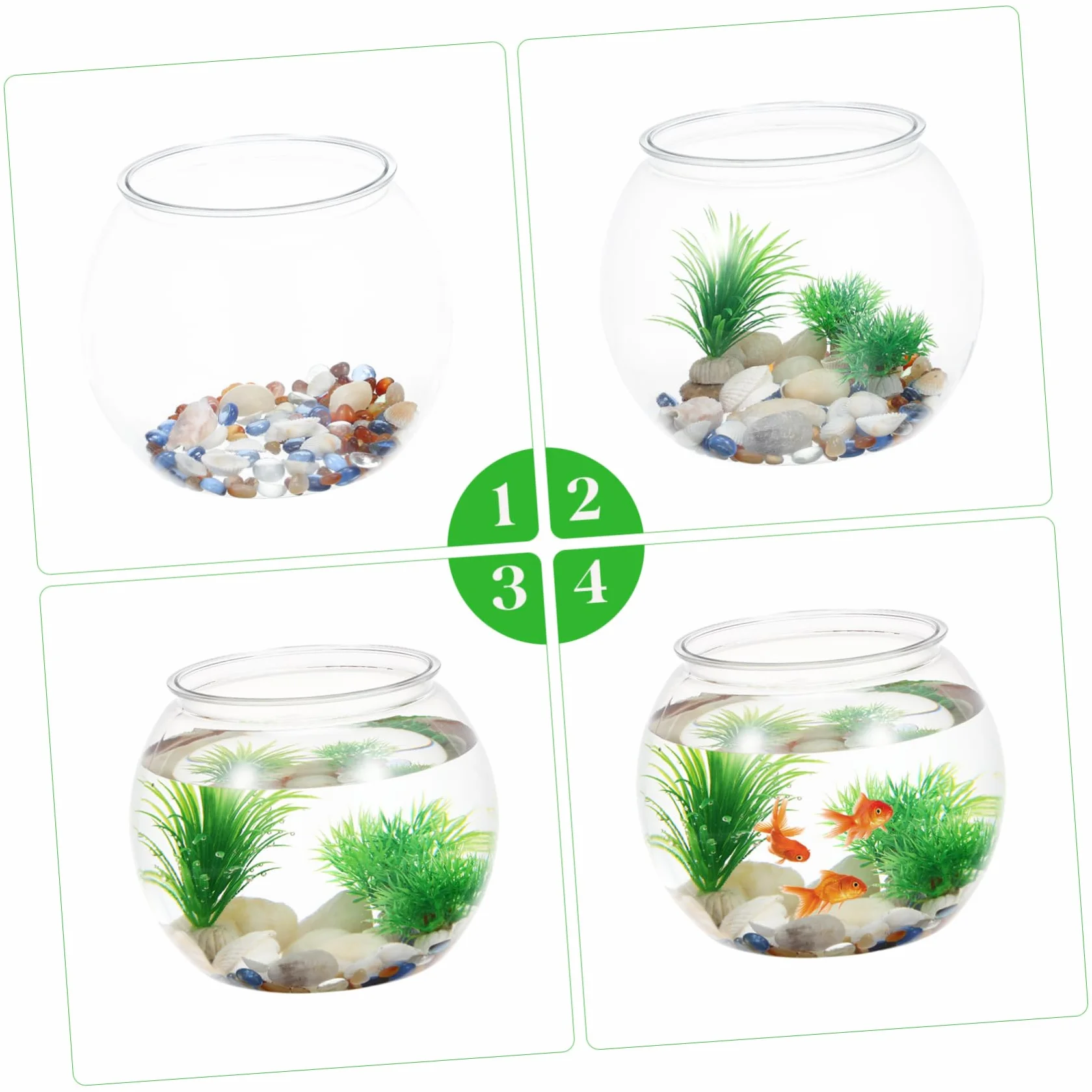 Pecera Plástica Transparente Redonda para Escritorio Acuario Pequeño Durable de Pet Decoración para Oficina y Resistente a para Peces Betta y Tortugas