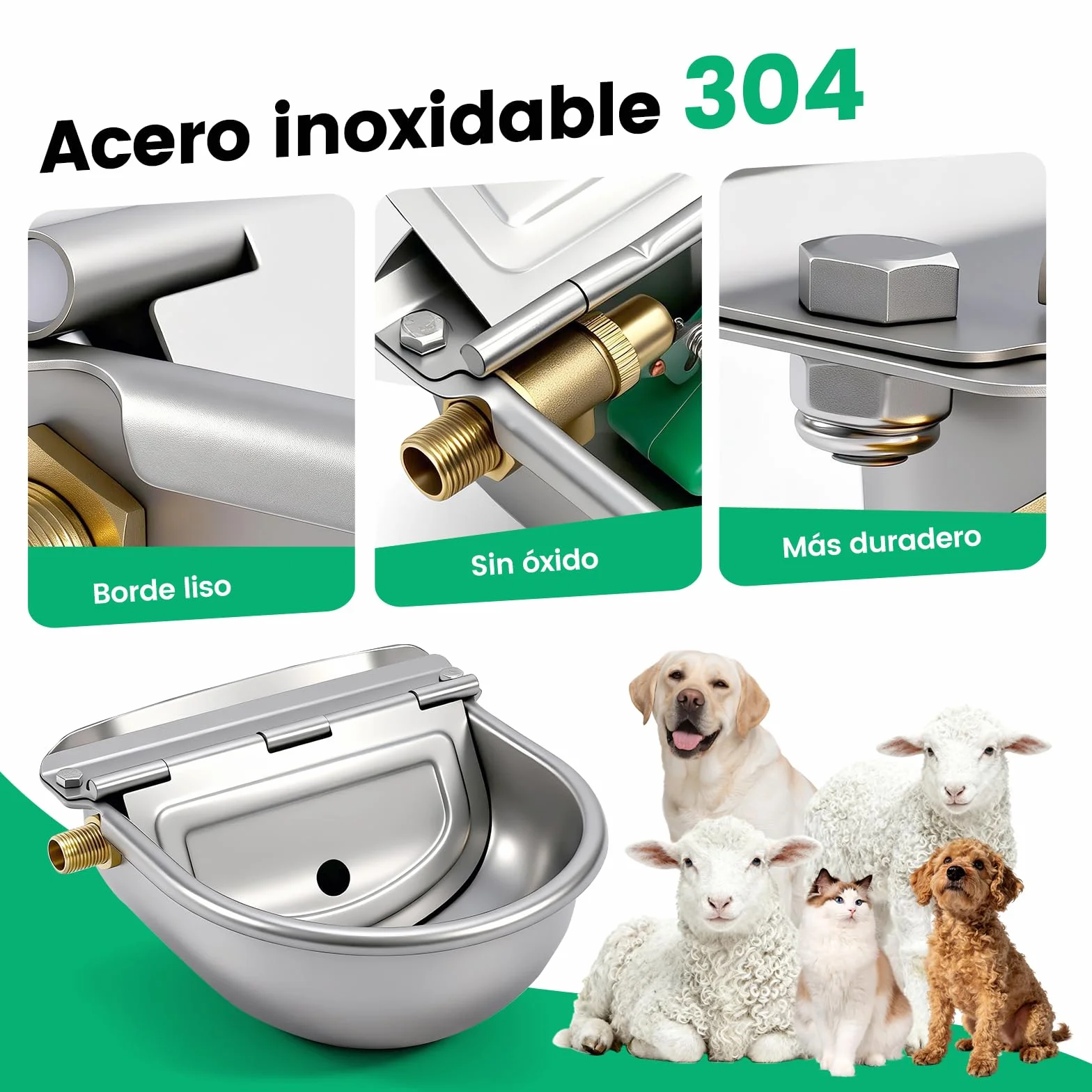 Bebedero Automatico con Valvula Flotador,Acero Inoxidable Bebedero Ganadero,Bebedero Caballos & Vacas Automatico,Bebedero para Ovejas Exterior,Bebedero Automatico para Ganado para Animales