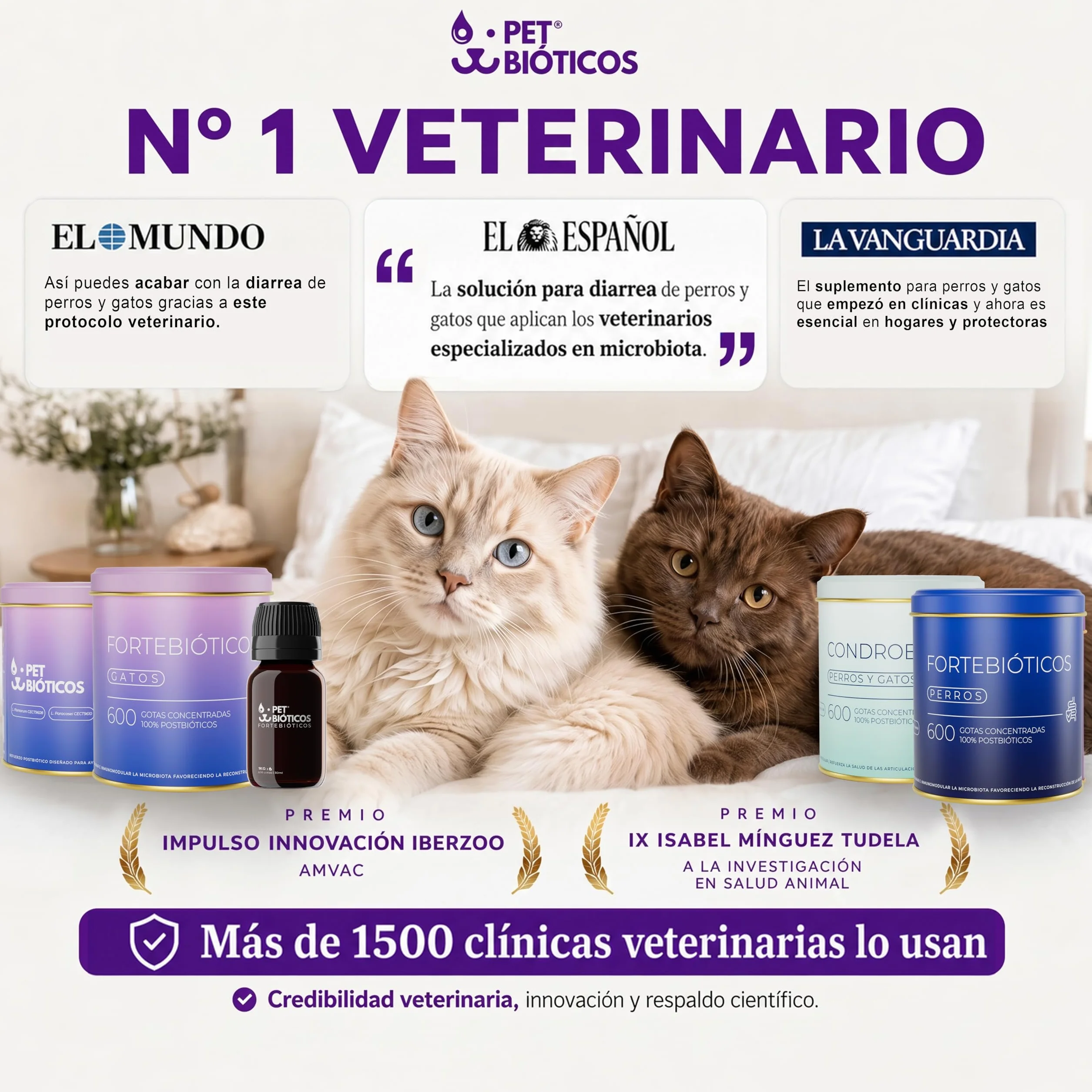 Fortebióticos Gatos 600 Gotas 30 ml – Postbiótico Alternativa al Probiótico y Probiotics con Taurina para Diarrea - Gastrointestinal - Taurina Gatos - Antidiarreico - Postbiótico
