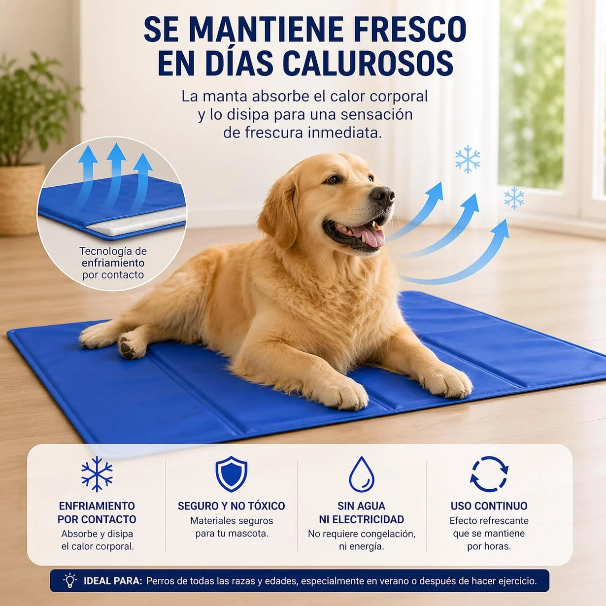 Alfombra Refrescante Para Mascotas 90x50cm - Coolbed - Autorefrigerante - Cama Perro Grande - Colchoneta - Dog Bed - Cama Perro Verano - Alfombra Impermeable - Cama Refrescante Perro - Dog Beds