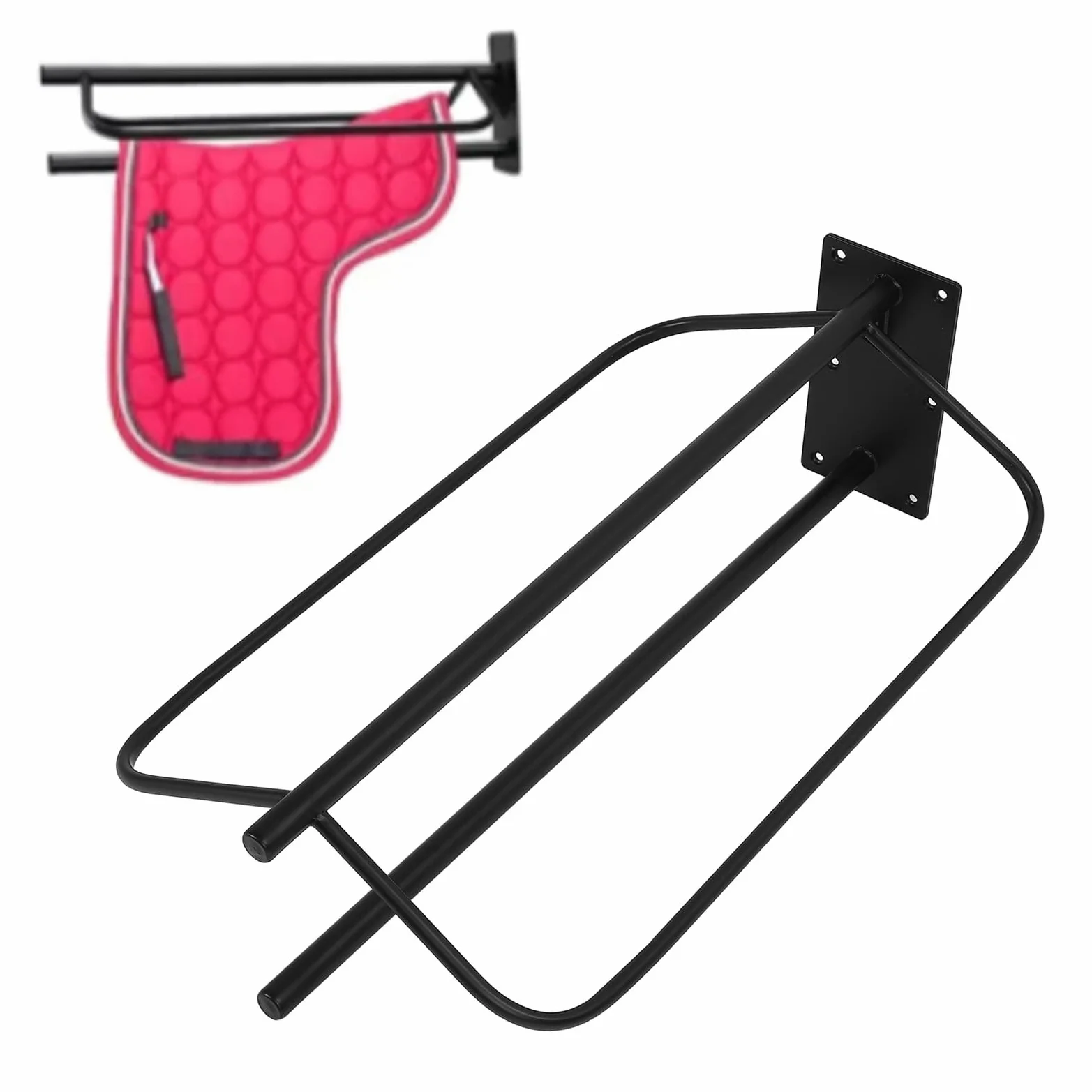 Estante de Almohadilla de Silla de Montar, Estante de Manta de Silla de Metal, Soporte de Manta de Caballo fácil de Instalar, Soporte de Montura de Pared