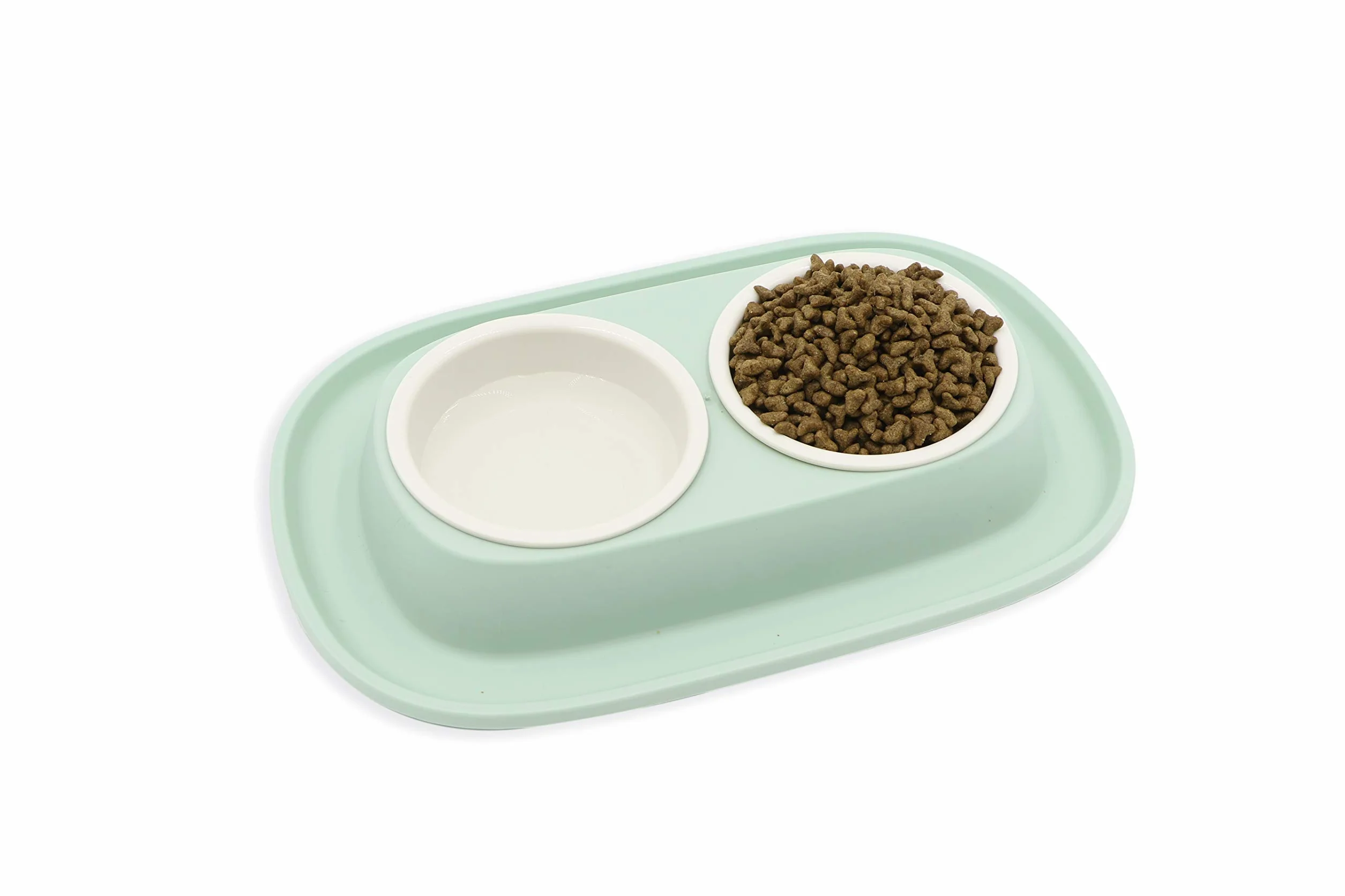 Aimé Comedero Y Bebedero Doble para Perros Y Gatos con Dos Cuencos Extraíbles y Base Antideslizante y Antiderrames 2X 230 ml