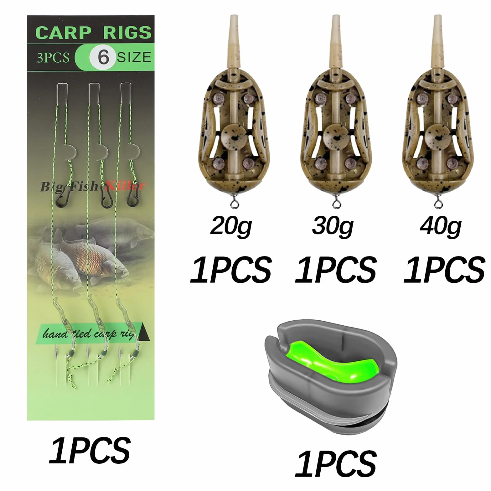Alimentador de Pesca 3 Piezas Comederos 20/30/40g con Molde de Liberación Rápida Accesorios Carpa
