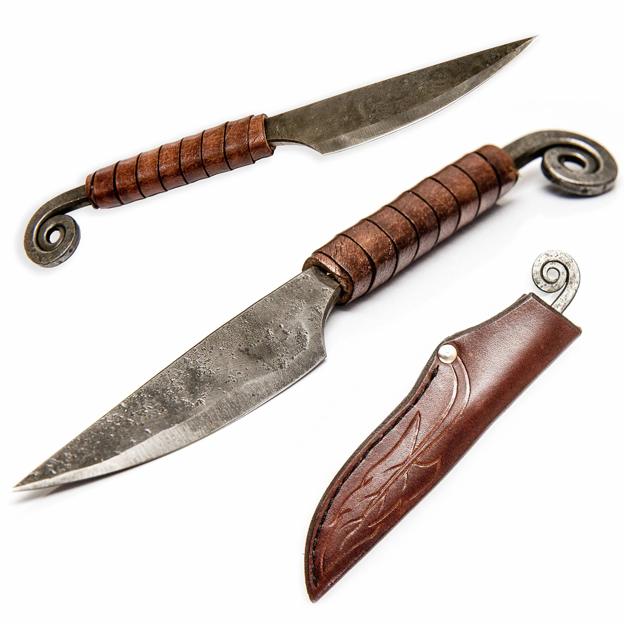 Toferner Cuchillo de acero para letras forjado a mano vintage hoja puntiaguda ultra afilada con estuche de cuero