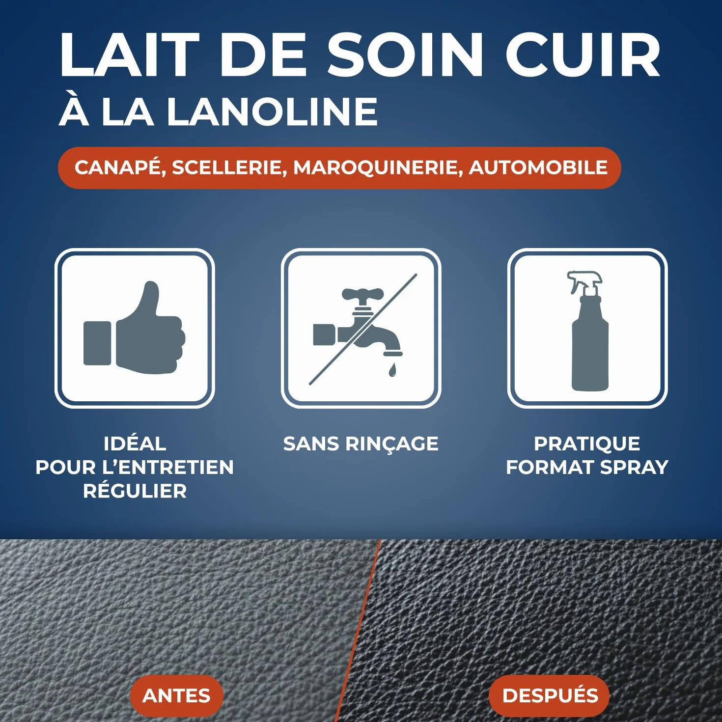 STARWAX - Leche para el Cuidado del Cuero - Limpia, hidrata y preserva - con lanolina - Spray 500ml - Sin aclarado -Práctico y fácil de usar