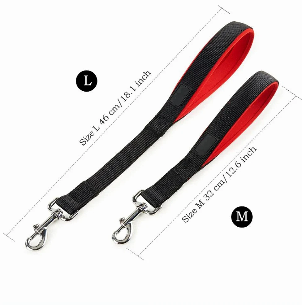 Correa Corta para Perros, Resistente, roja, con asa Acolchada y cómoda, para Perros medianos y Grandes, Reflectante, Talla M, Correa de tracción para Perros (M)