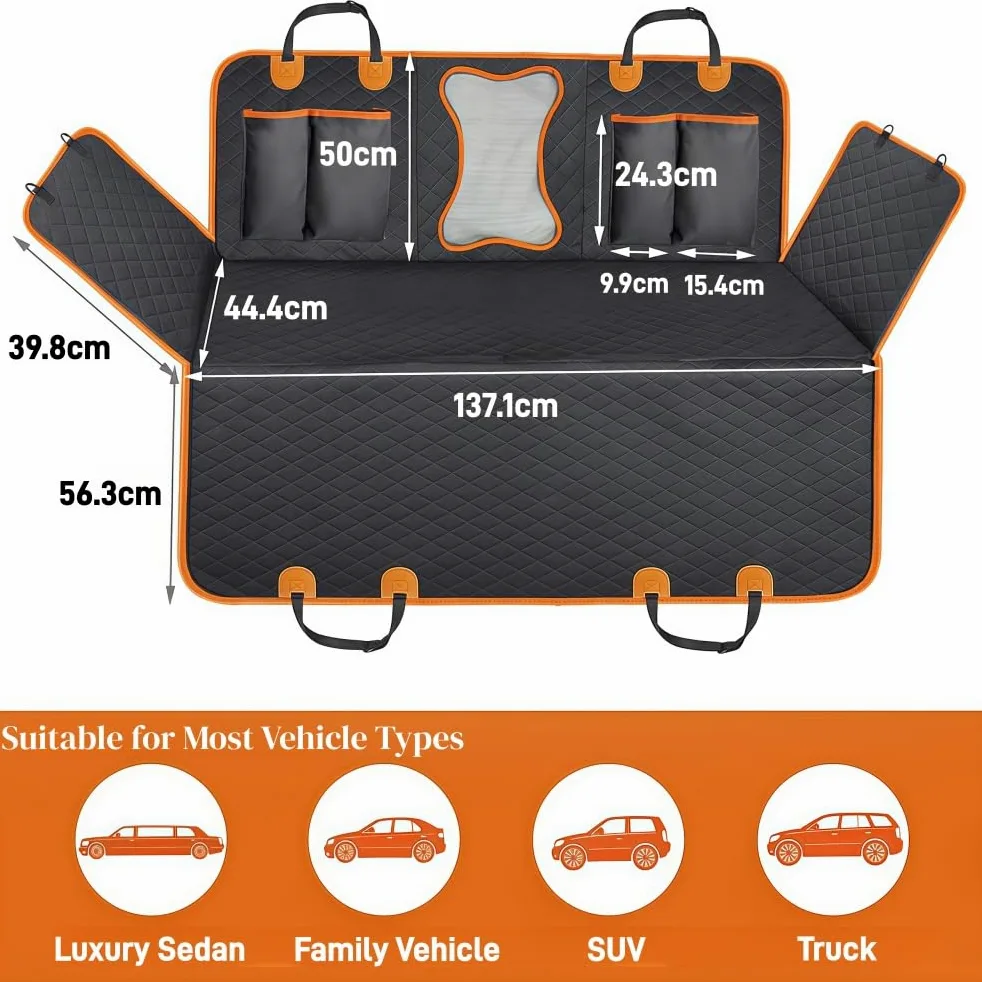 Funda Coche Perro para Lexus NX 2014-2024 | Impermeable y Antideslizante Resistente a Arañazos Tela Reforzada con Ventana de Malla Visible y Cremallera 137X147 CM