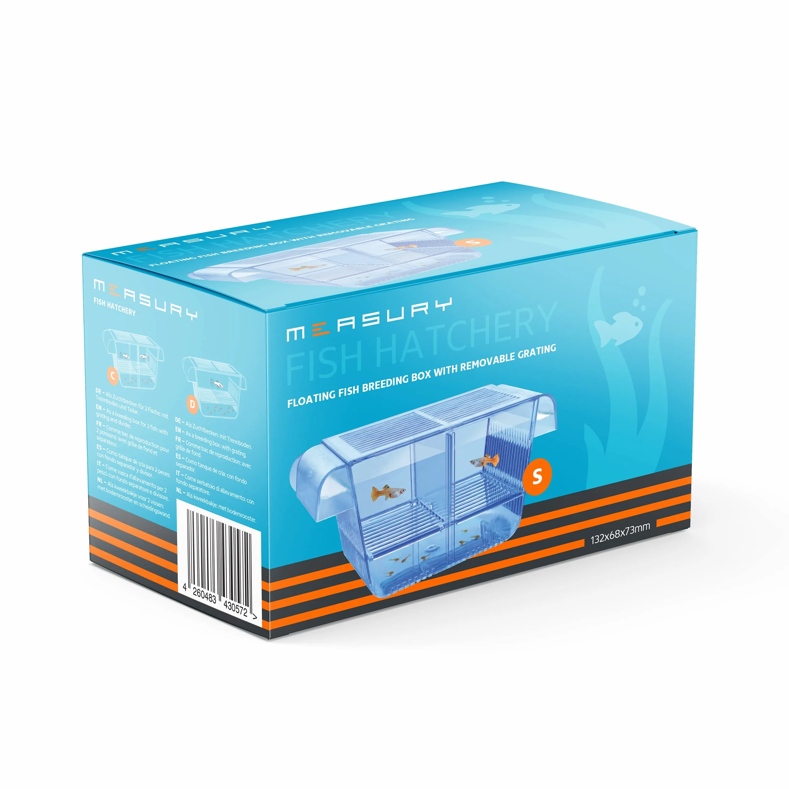 Measury Tanque de cría pequeño (S), bandeja de desove para acuario, piscina para bebés, cuarentena, piscina de cría – 132 x 64 x 73 mm