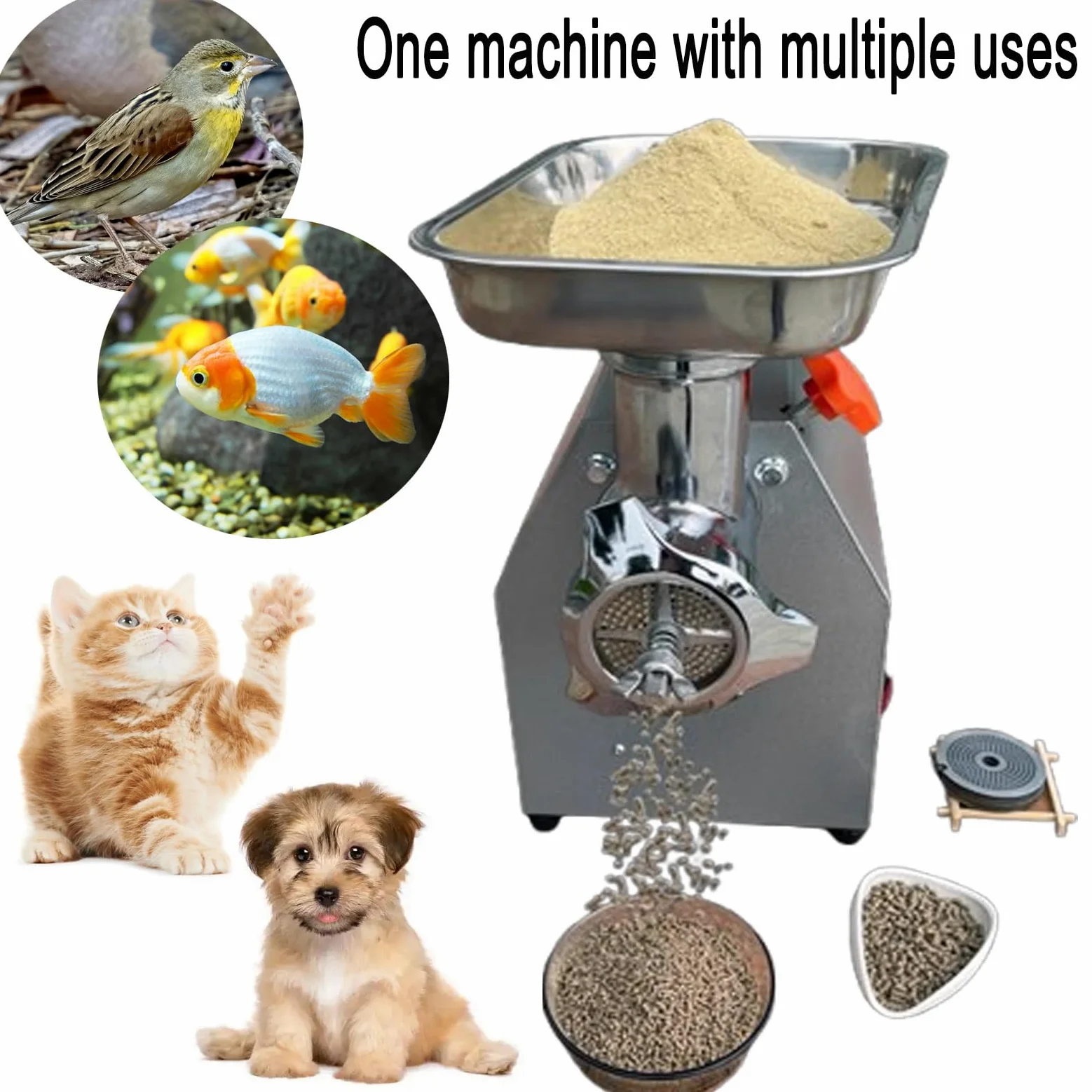 Máquina eléctrica de pellets de alimentación para animales, 220 V, molino de alimentación de pellets para procesamiento de piensos, máquina de pellets para animales con múltiples tamaños de molde
