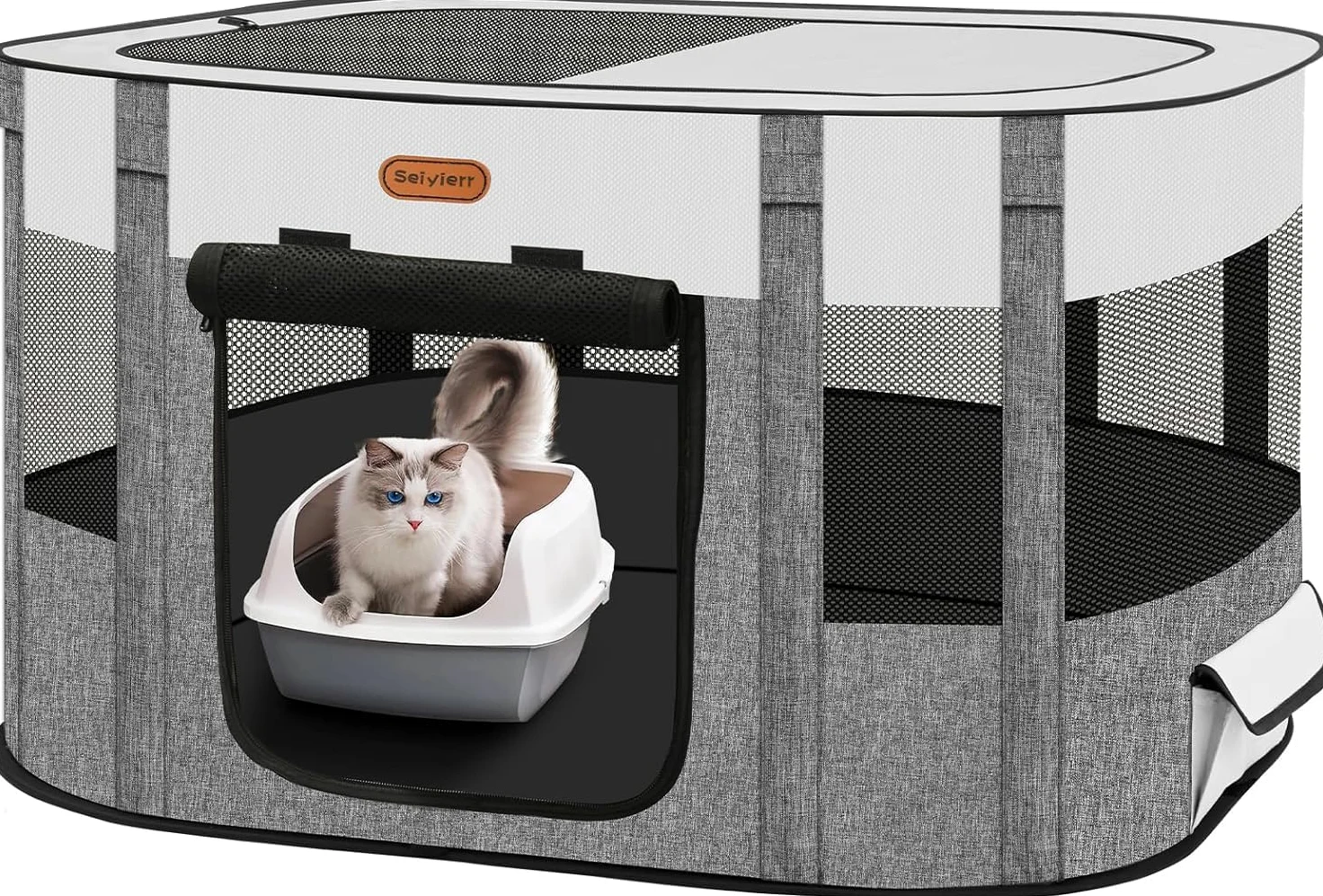 Seiyierr Corralito para mascotas, corral plegable para gatos, corralito para perros, corral de juego para perros en interiores, caja de viaje para perros con funda de transporte, tienda de campaña