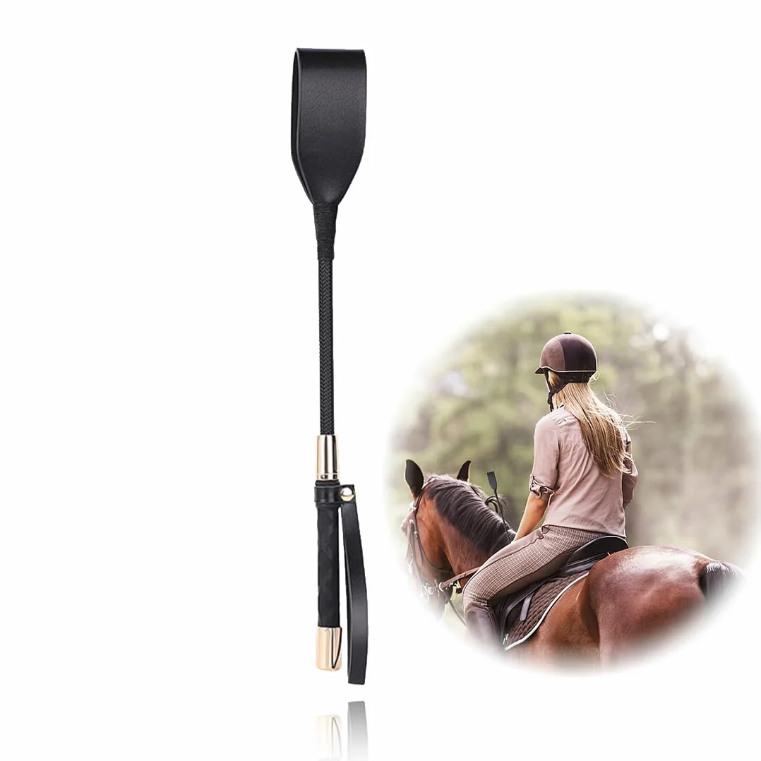 Látigo Para Montar A Caballo De Cuero Con Agarre Antideslizante, Fusta De Entrenamiento Estable Y Duradera