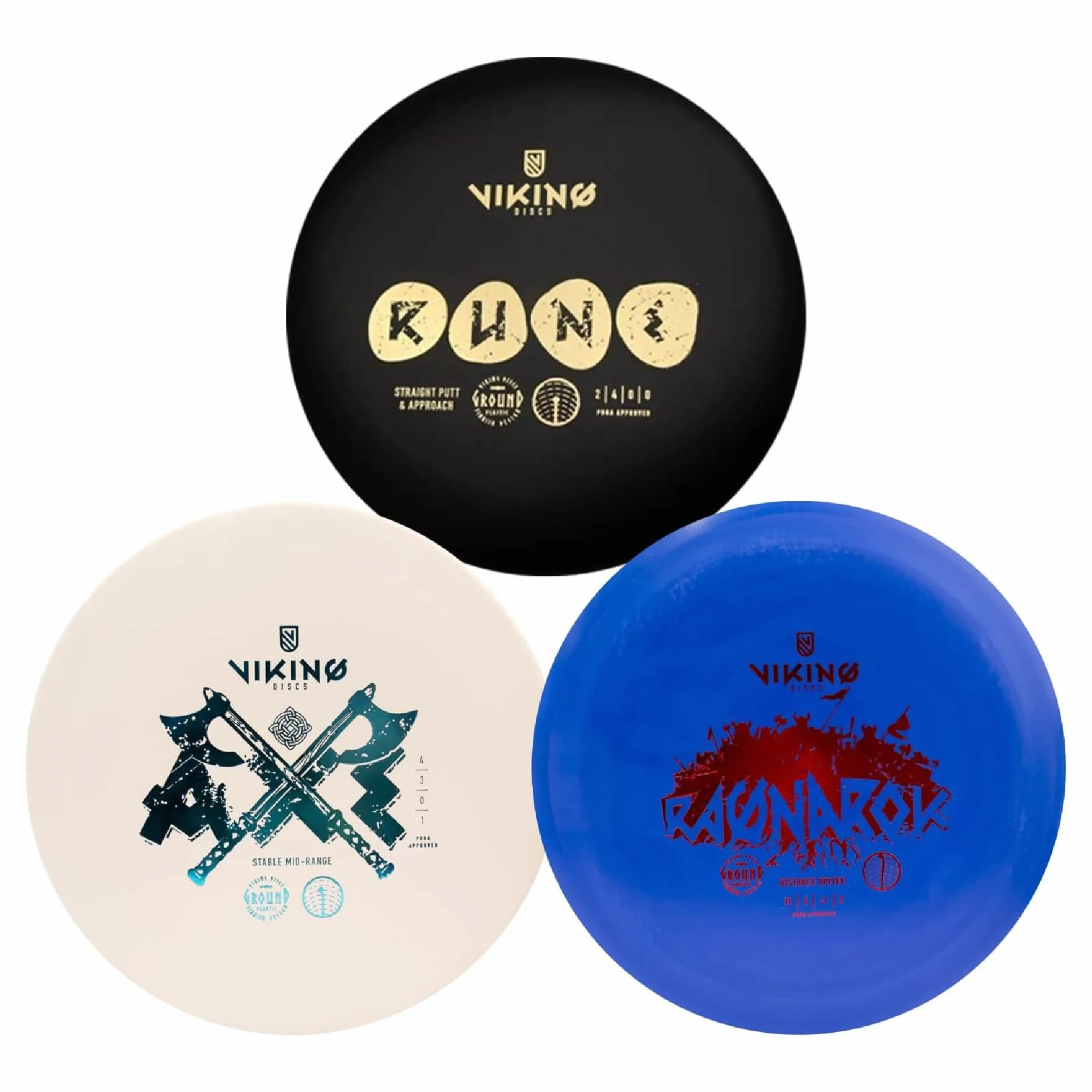 Viking Discs Starter Disc Golf Set 3 Discos Frisbee PDGA Putter Mid-Range Driver