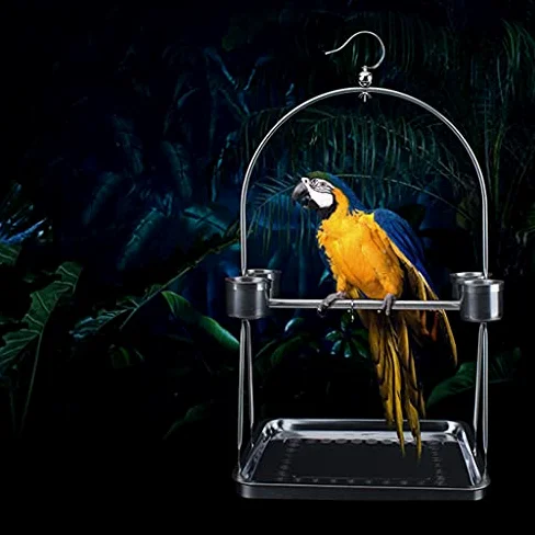 Jaula para pájaros de Acero Inoxidable para Loros, tamaño pequeño y Mediano, con diseño de Piel de Tigre, con Taza de Comida, para periquitos, Canarios, decoración de jaulas para pájaros, S