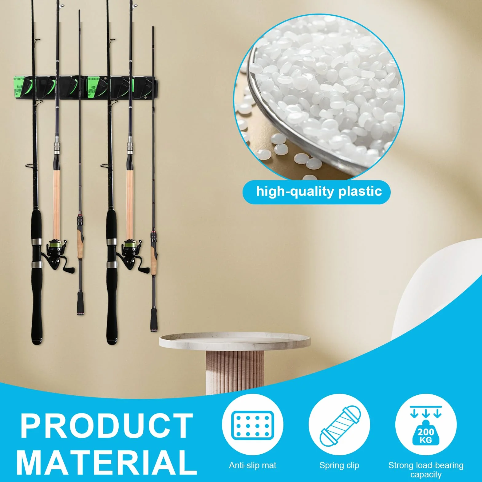 Soporte Cañas de Pescar Portacañas Plástico Goma UV Antideslizante Juego 2 Unidades Barco