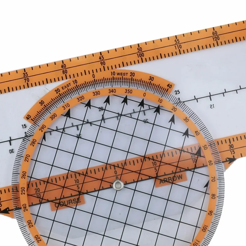 Plotter de navegación de aviación ABS transparente 360° regla deslizante para planificación de vuelo