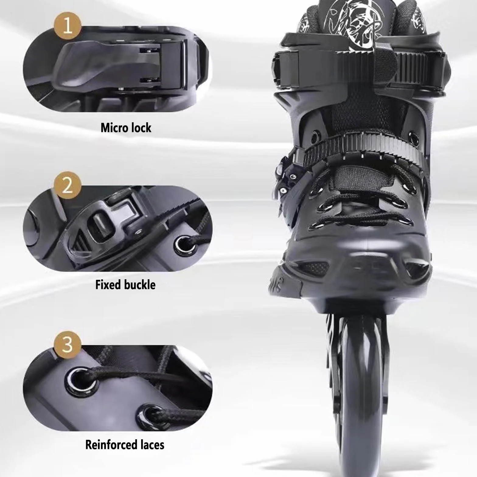 Patines En Línea Profesionales 3 Ruedas para Adultos, Bota Interior Extraíble Lavable, Alto Rendimiento (39, Blanco+Dorado)