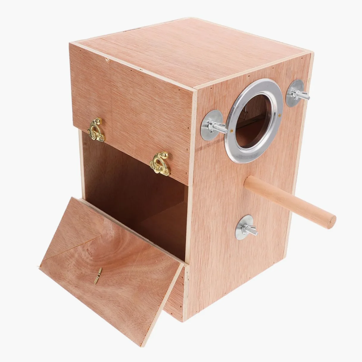NOLITOY Caja Nido de Madera para Periquitos con Soporte Perchero Colgante Exterior Refugio de Cría Seguro y para Agapornis y Cacatúas Diseño Ahorrador de para Jaulas