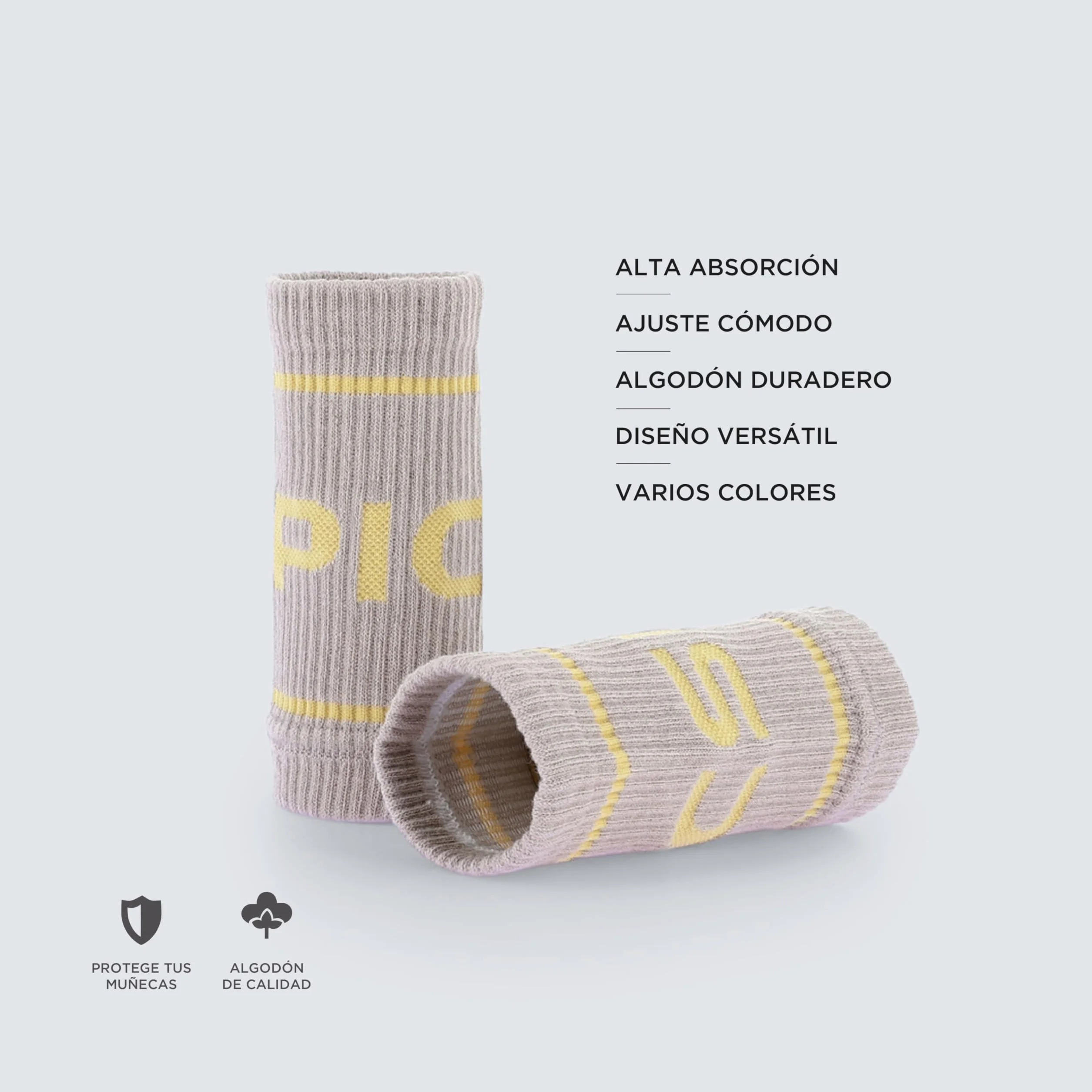 Muñequeras Deportivas de Algodón PICSIL Absorbentes Transpirables para Gimnasio Running Tenis