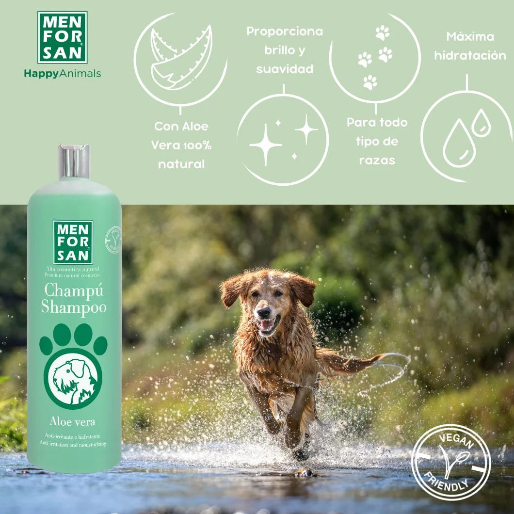 MENFORSAN Champú Aloe Vera para Perros | Hidrata en profundidad | Acción Anti Irritaciones y Anti Eczemas | 100% Natural | Herbácea | 1L