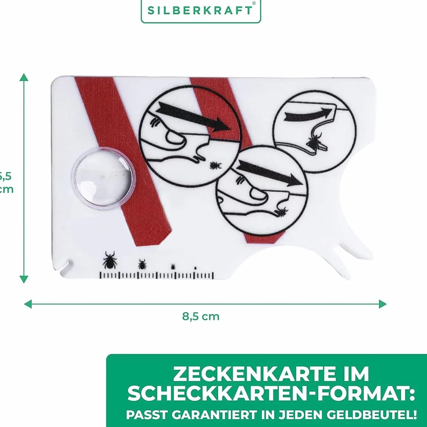Tarjeta para garrapatas de 2 Piezas, Tarjeta para garrapatas humanas con Lupa para la eliminación rápida y cuidadosa de garrapatas en Animales domésticos o Humanos.