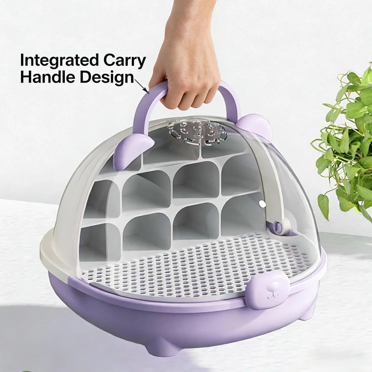 Caja de Crecimiento de Gusanos de Seda, cápsula Espacial para la cría de Gusanos de Seda, Jaula de hábitat Animal, Tanque de Reptiles, Caja de alimentación Transparente portátil con asa (Amarillo)