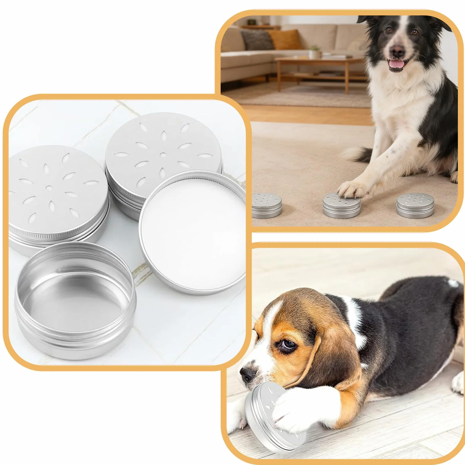 10 Piezas Entrenamiento Olfativo Recipientes, Contenedores de Olores de 60 ML, Cajas Perfumadas para Perros, Contenedores de Aluminio Perros con Sistema de Ventilación, Fácil Limpieza