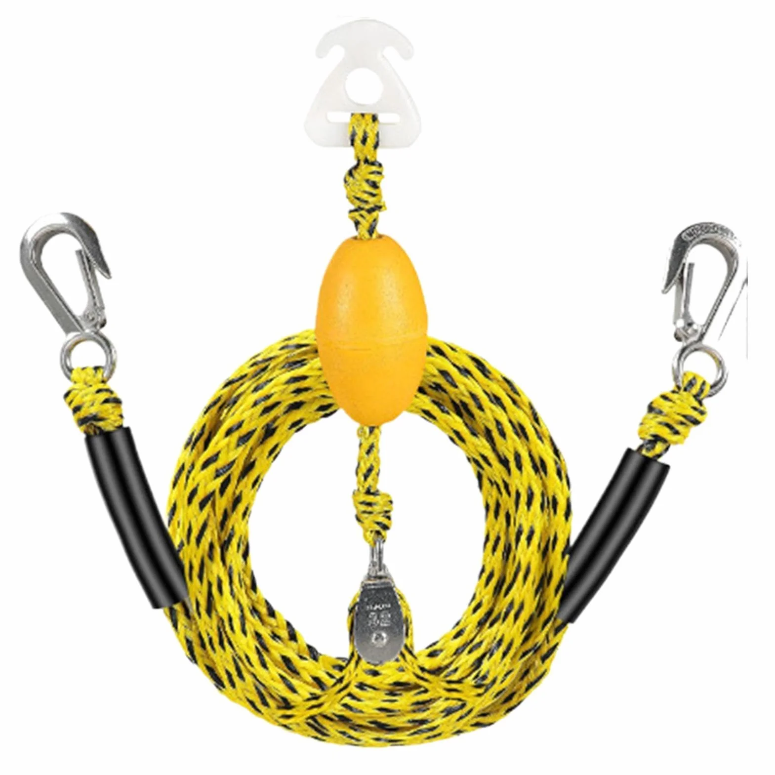 Cuerda Remolque para Tubing Y Cable Arrastre 4 Usuarios Gancho Polea Giratoria 360° Flotadores Inflables Deportes Acuáticos