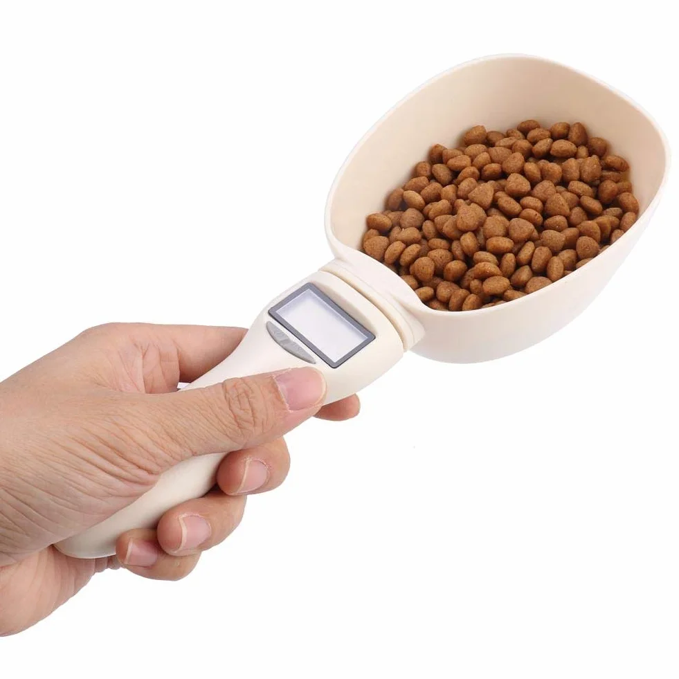 Pssopp Escala de Cuchara Cuchara de medición de Alimentos para Mascotas Cuchara de medición precisa de Alimentos para Perros Cuchara de medición Escala electrónica Digital