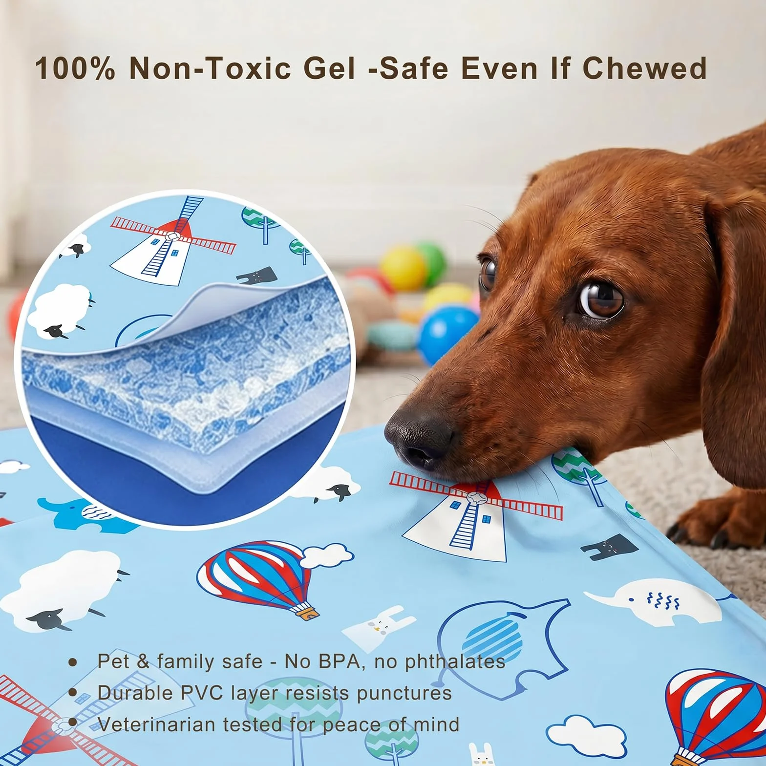 Alfombra Refrescante para Perro Gato,Mascotas Alfombrilla Autoenfriante,Camas refrescante para Mascotas,Prueba de Arañazos/Impermeable/Antideslizante,para en Verano,40x50cm, M, Azul