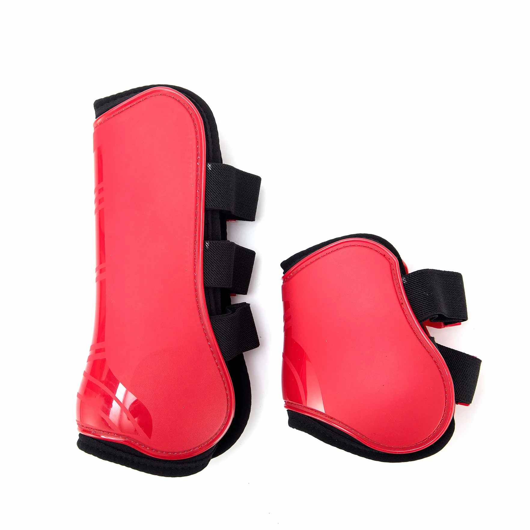 Juego de 4 Polainas para Caballos, Protectores para tendones, protección contra Saltos del Caballo, Resistentes, elásticas, de Poliuretano, con Cierre de botón, 2 Pares, M(VB), Color Rojo