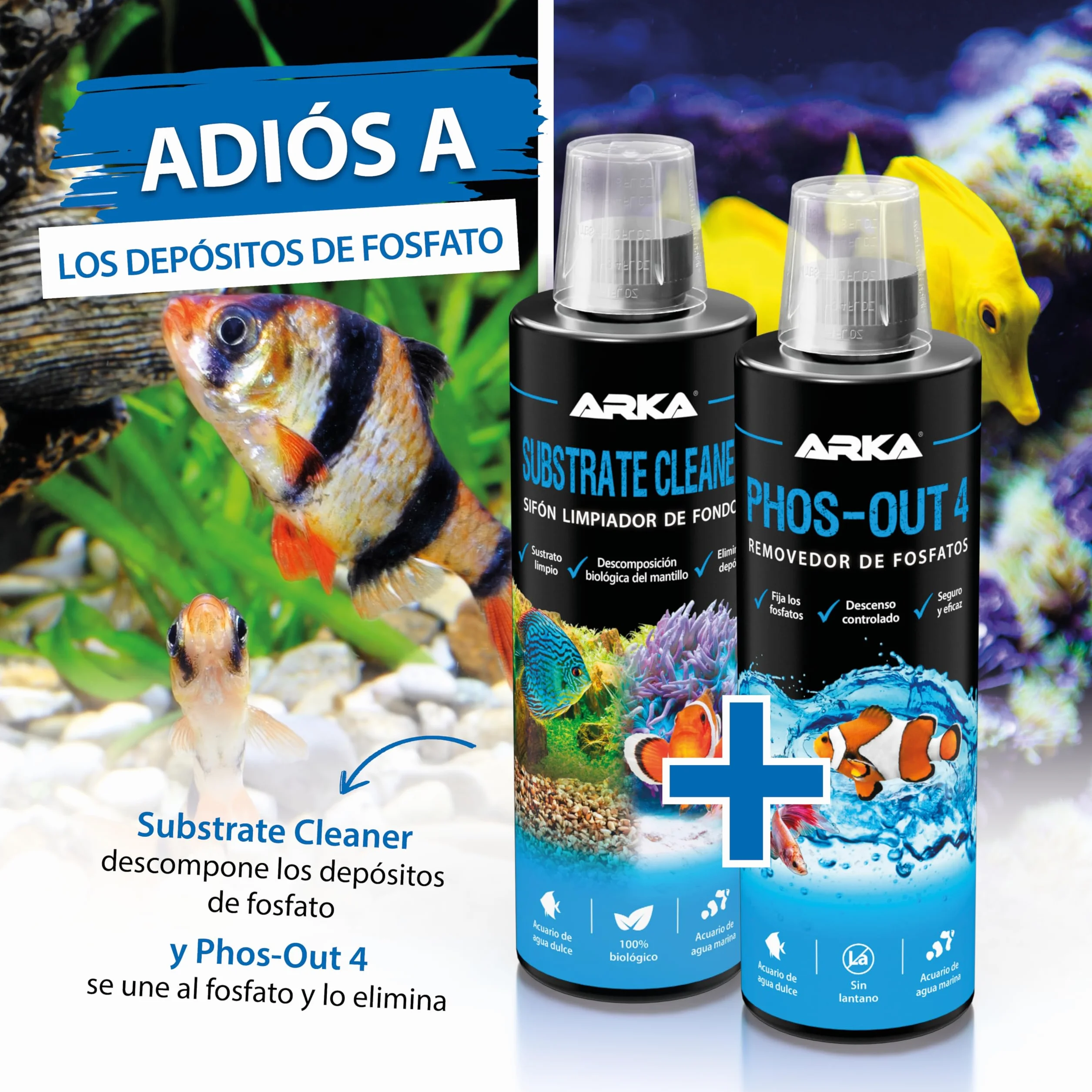 Limpiador Fondo Acuario 236 ml – ARKA Substrate Cleaner – 100% biológico con bacterias vivas – Elimina Lodo, restos y Suciedad – sin sifón ni Tubo – Agua Clara en Dulce y Marino