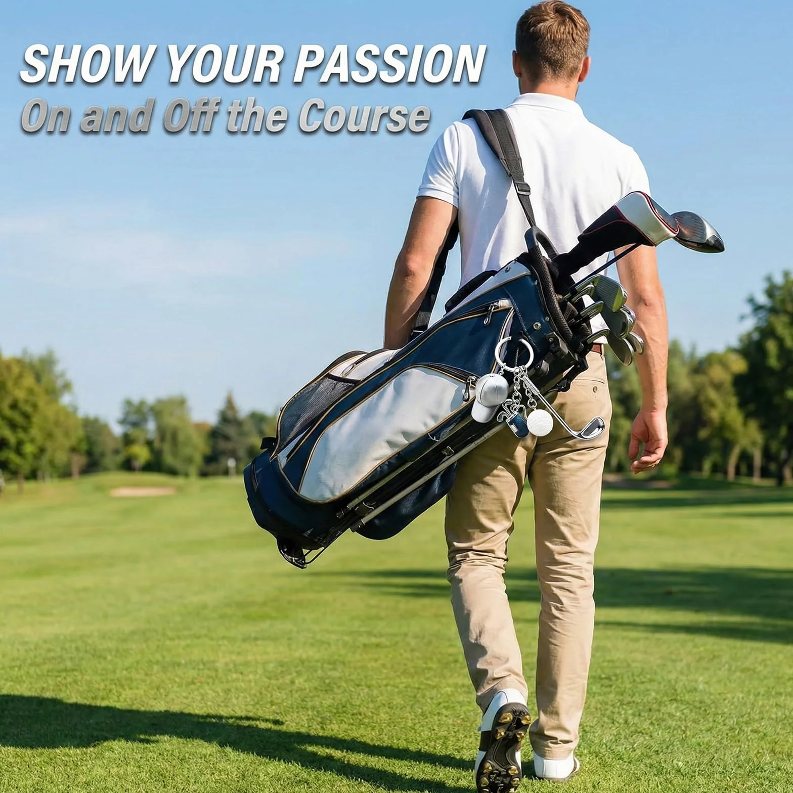 Llavero de Golf Mini Palo Colgante Bolsa Regalos Hombres Mujeres Pelota Deportes