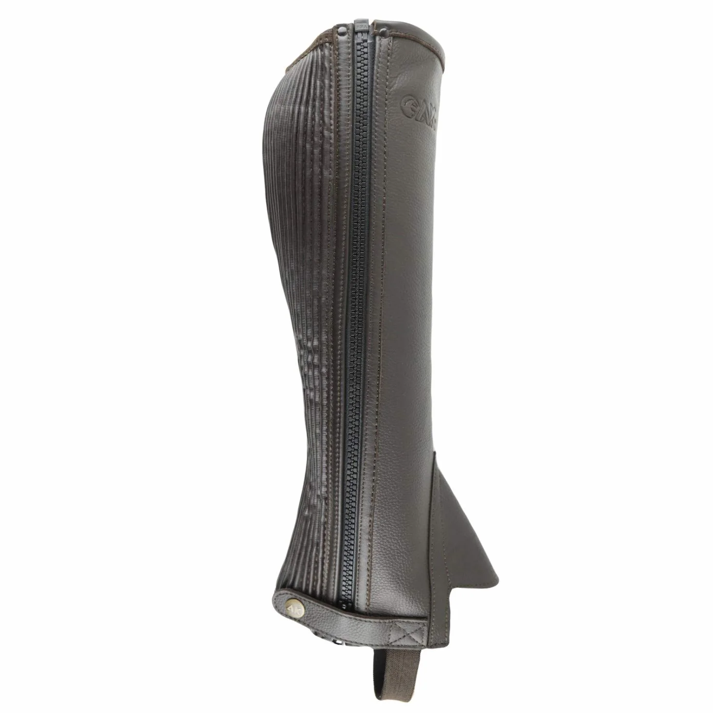 AK Mini Caballo de cuero completo flor con cremallera lateral y panel extensible Horse Riding Half Chaps AKRS-1022