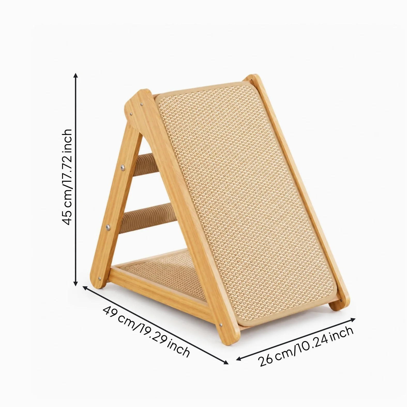 predolo Rascador con Rampa Sisal Multifuncional Escalador Estable Mueble para Esquinas, Pequeño, Rascador De Madera Maciza, Modelo Pequeño, 49cm X 26cm X 45cm