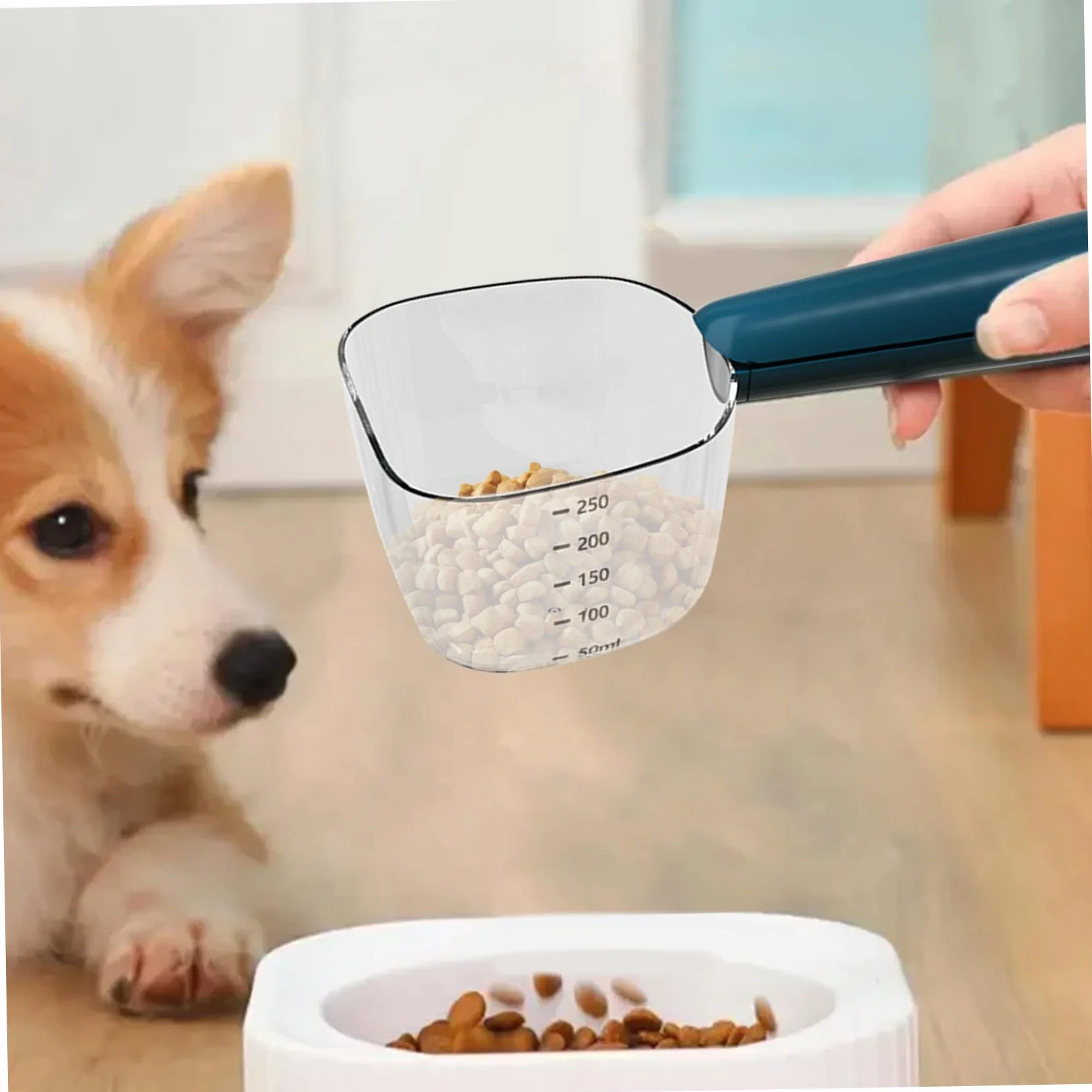 Taza Medidora de Comida para Perros con Escala, Cuchara Precisa de Comida para Mascotas con Clips para Bolsas de Comida para Perros, Cuchara Multifuncional de ABS para Comida de Gatos para