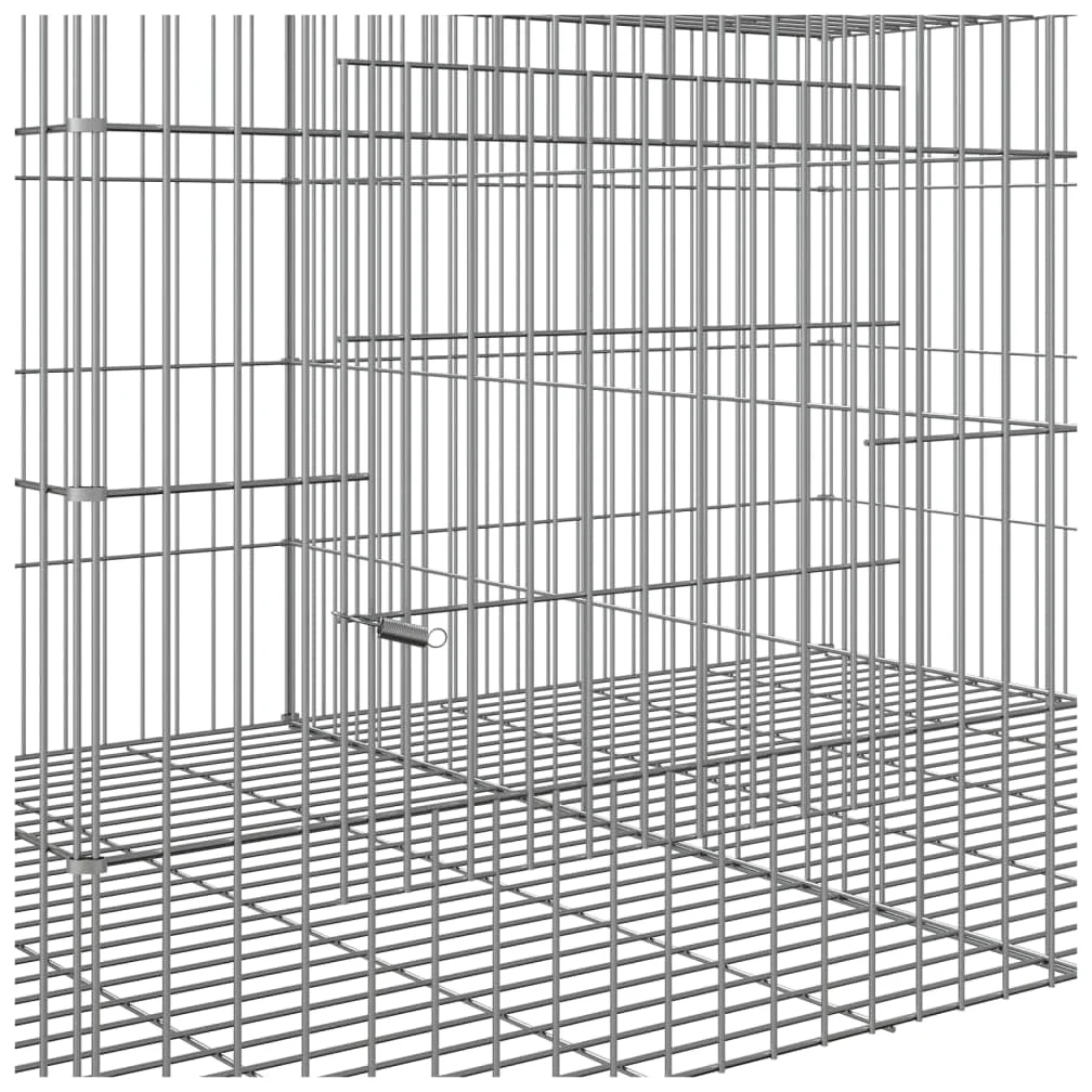 Jaula de conejo 2 paneles 110 x 79 x 54 cm, hierro galvanizado plateado 02_0041685