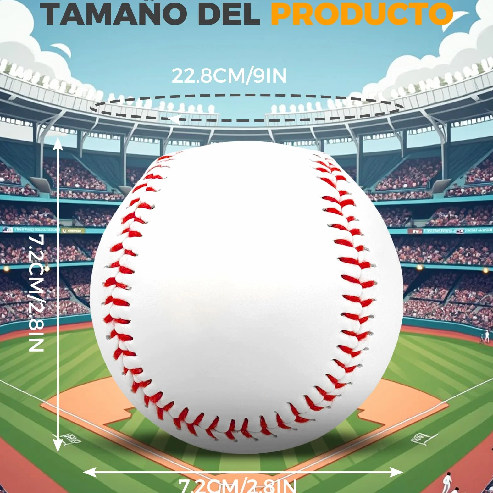 LeapBeast Pelotas de Béisbol Profesionales 9" 3 Piezas PU Cosido a Mano Baseball