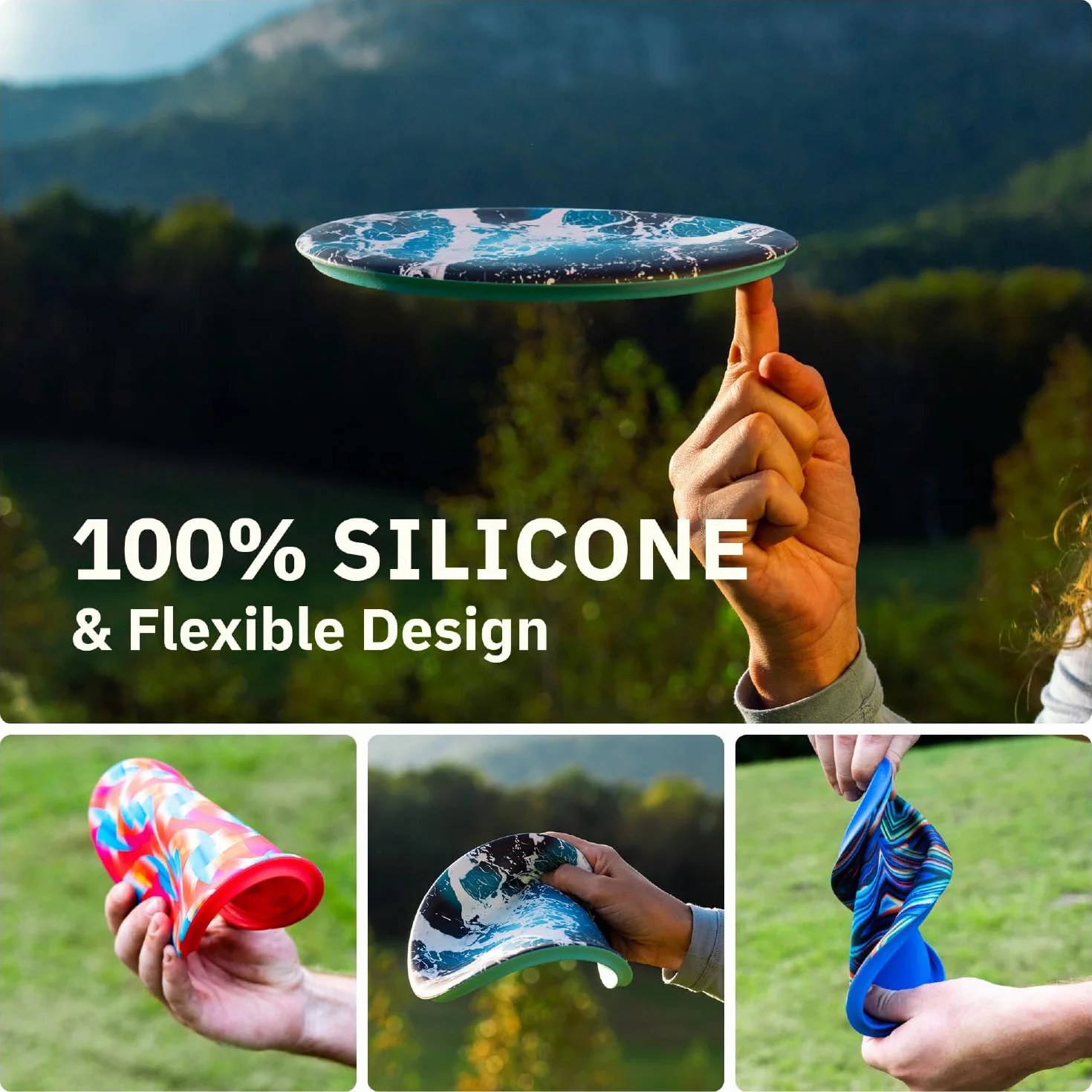 Waboba Wingman Pro Frisbee Silikonowy Składany Latający Dysk dla Dzieci i Dorosłych Tundra