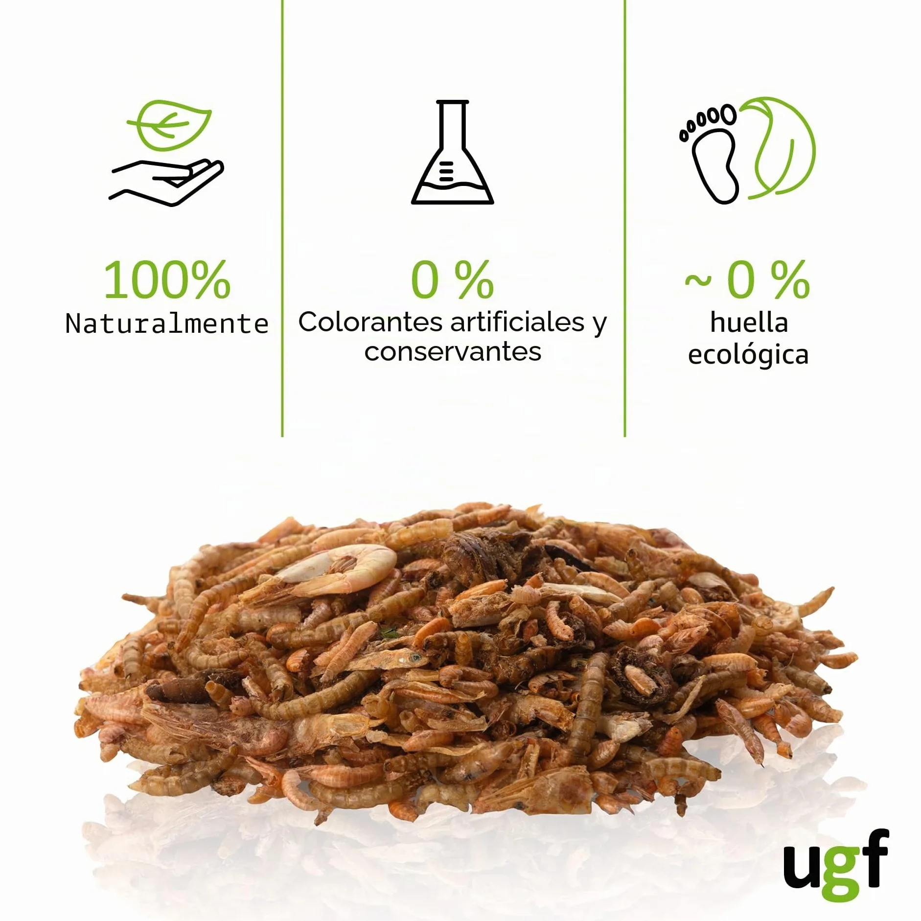 UGF - Mezcla Universal de alimento para Tortugas - 500 g en un Cubo de 3 litros, alimento equilibrado para Tortugas, gammarus, Gusanos de Seda, Gusanos de la harina, camarones y Pescado seco